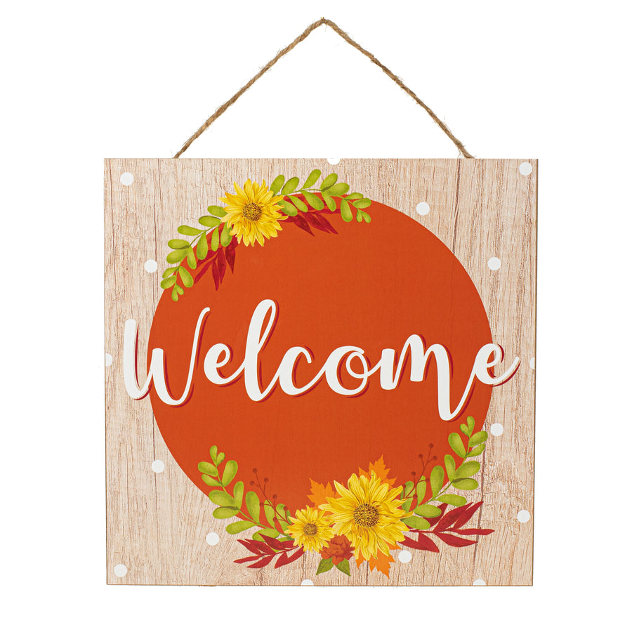 10" Square Wooden Sign: Welcome Fall Item Number: AP8711