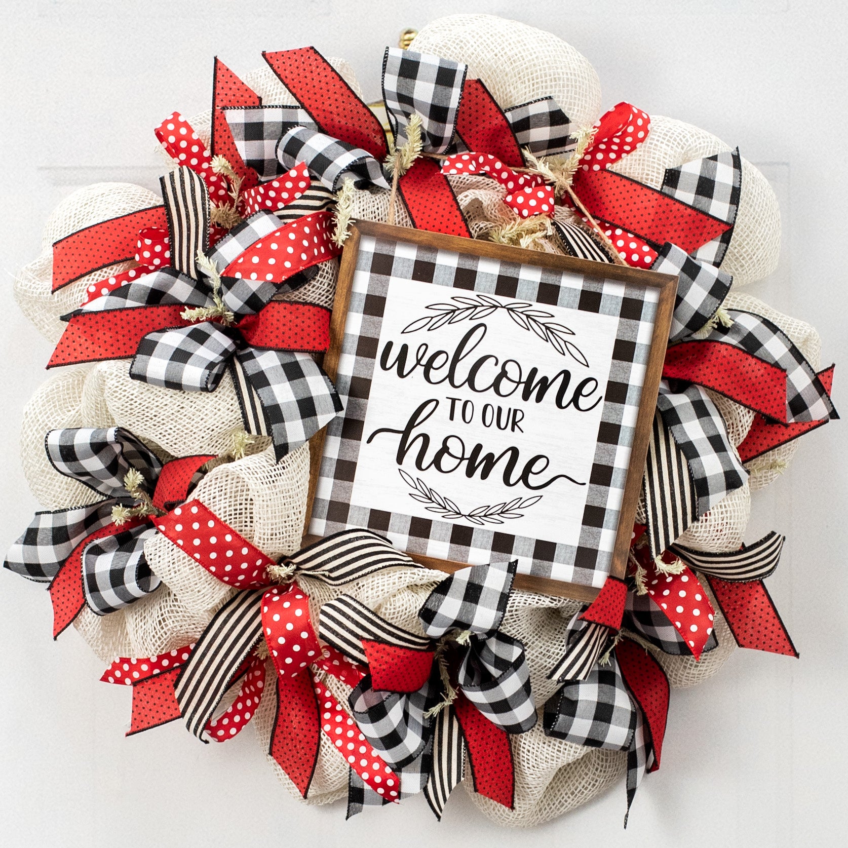 10" Square Wooden Sign: Welcome To Our Home Check Lifestyle Photo