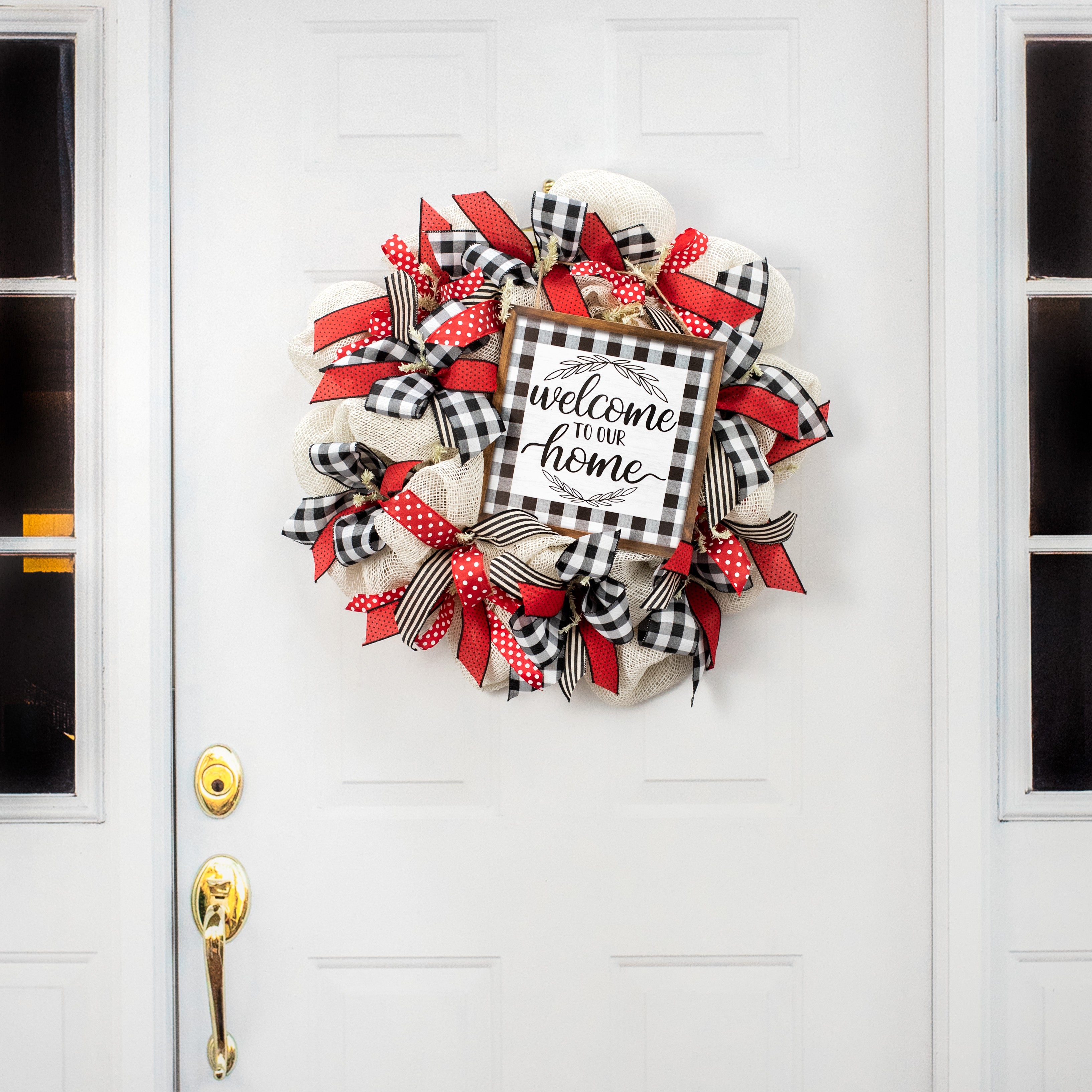 10" Square Wooden Sign: Welcome To Our Home Check detail photo 4