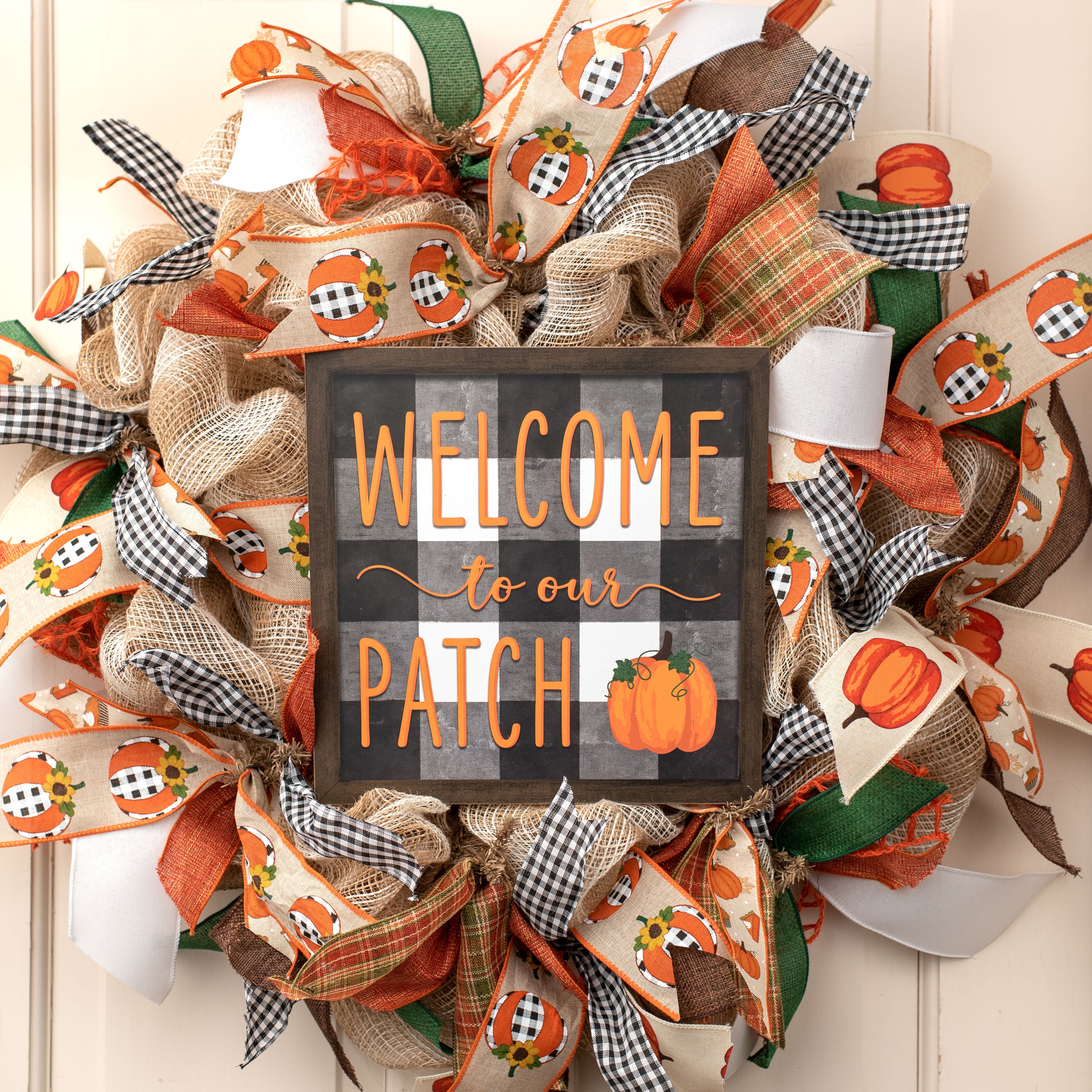 10" Square Wooden Sign: Welcome To Our Patch On Check Lifestyle Photo
