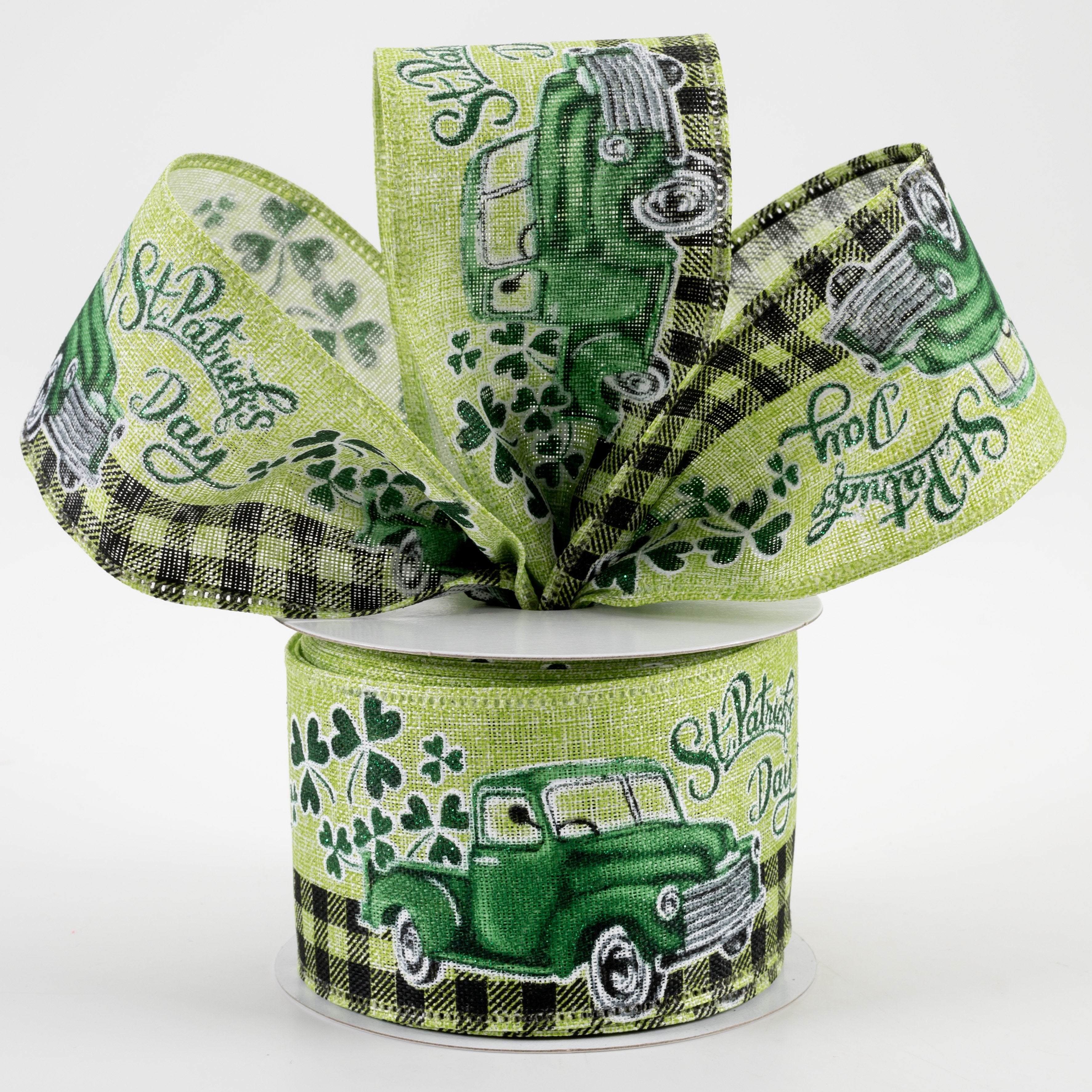 2.5" St. Pat Trucks Linen Ribbon (10 Yards) Lifestyle Photo