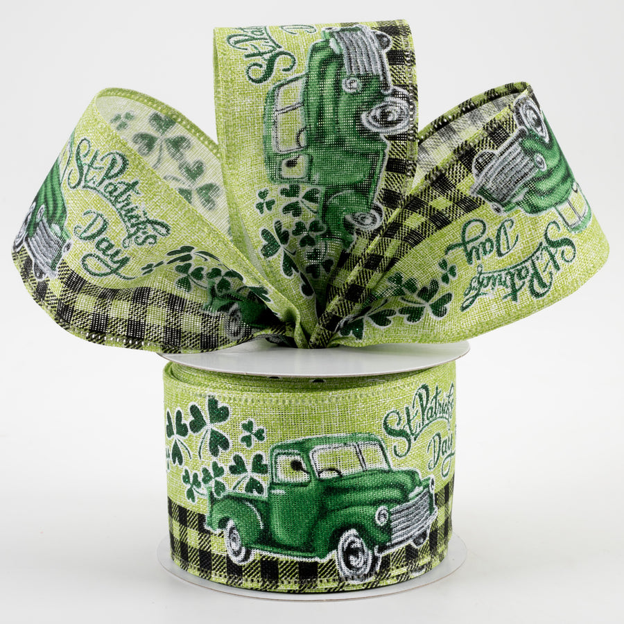 2.5" St. Pat Trucks Linen Ribbon (10 Yards) Lifestyle Photo