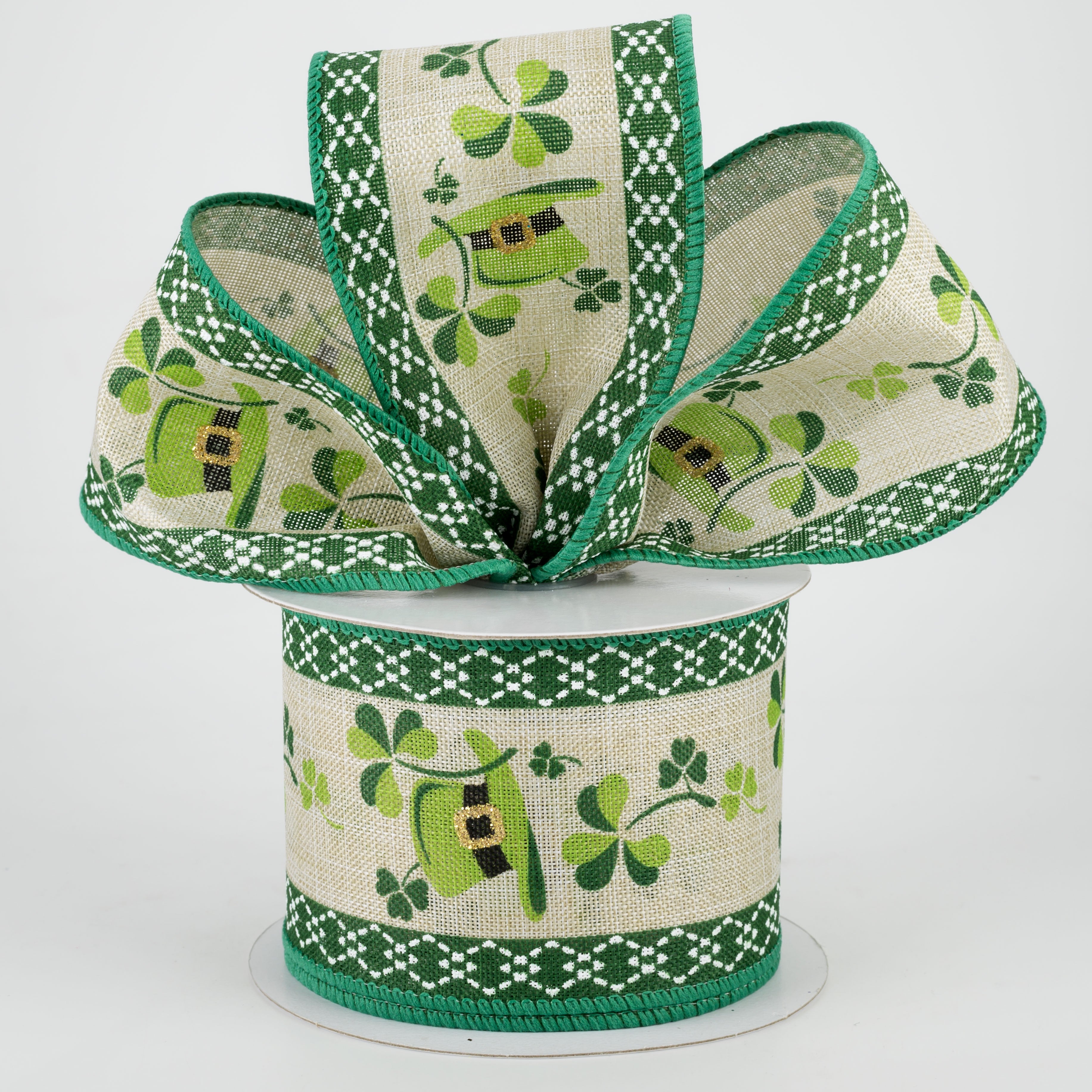 2.5" St. Patrick's Day Fun Linen Ribbon (10 Yards) Lifestyle Photo