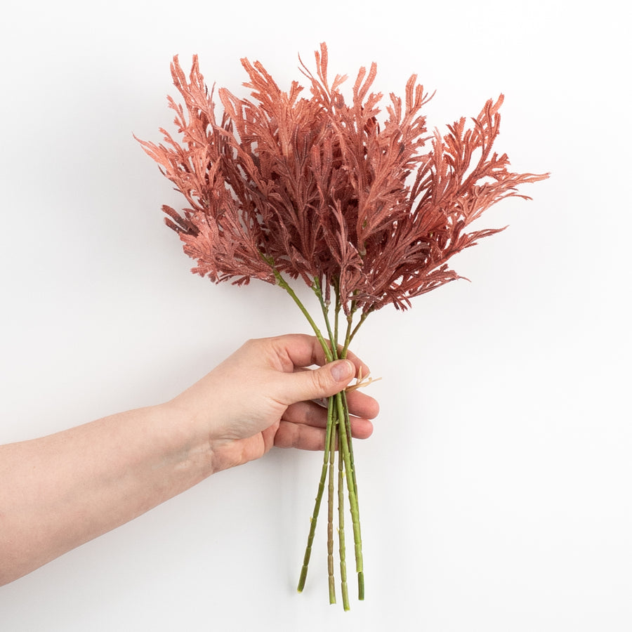 15" Staghorn Leaf Bundle: Maroon Burgundy Ombré detail photo 3
