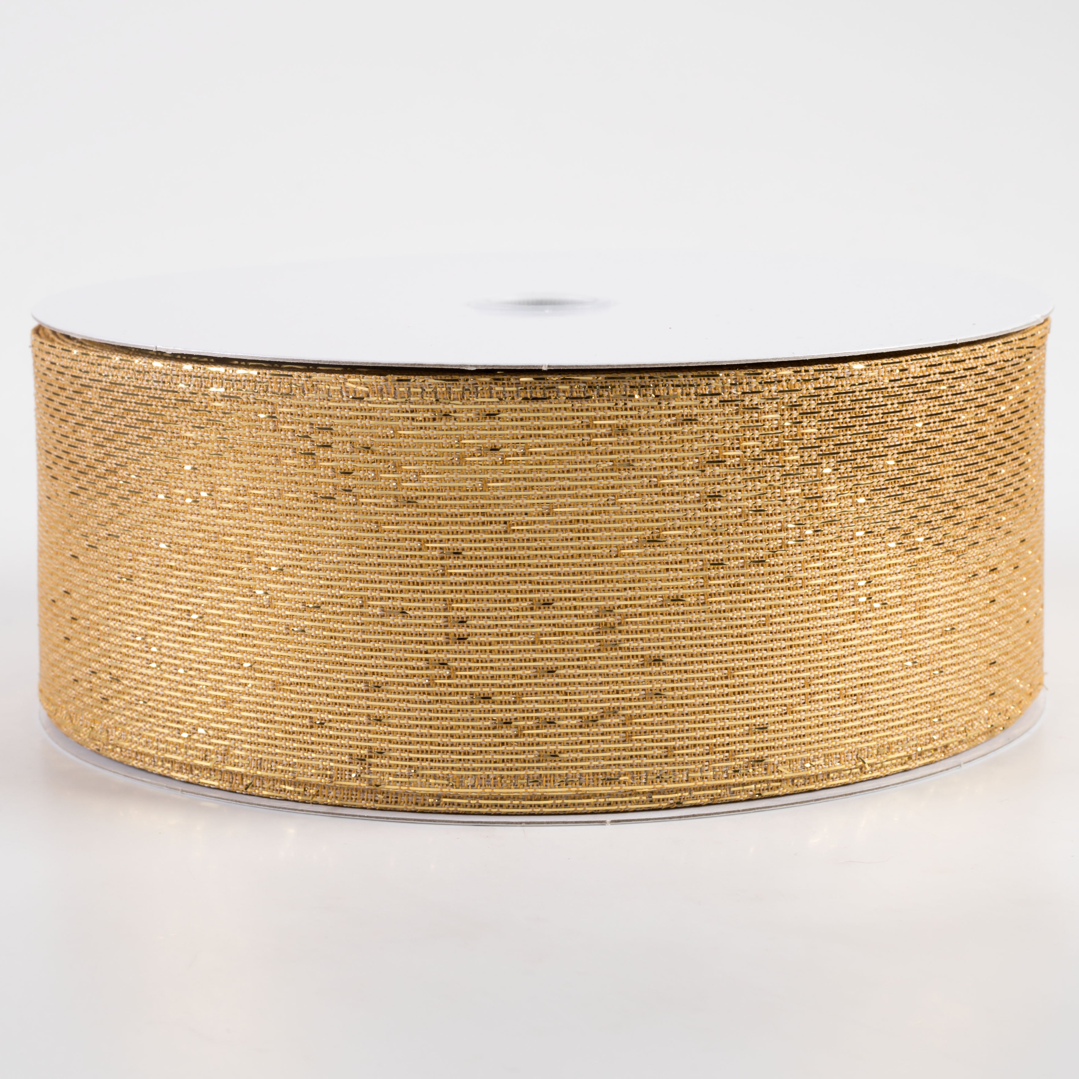 2.5" Stair-Step Woven Metallic Ribbon: Gold (50 Yards)