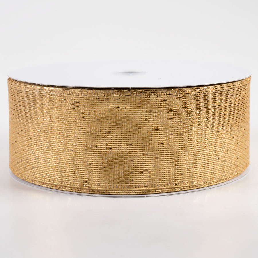 2.5" Stair-Step Woven Metallic Ribbon: Gold (50 Yards)