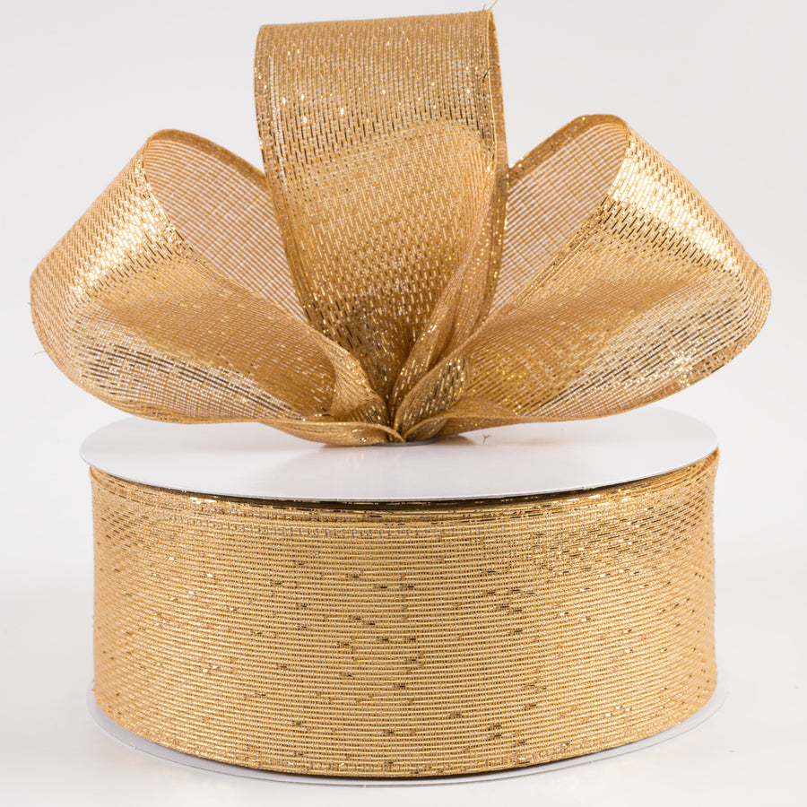 2.5" Stair-Step Woven Metallic Ribbon: Gold (50 Yards) Lifestyle Photo