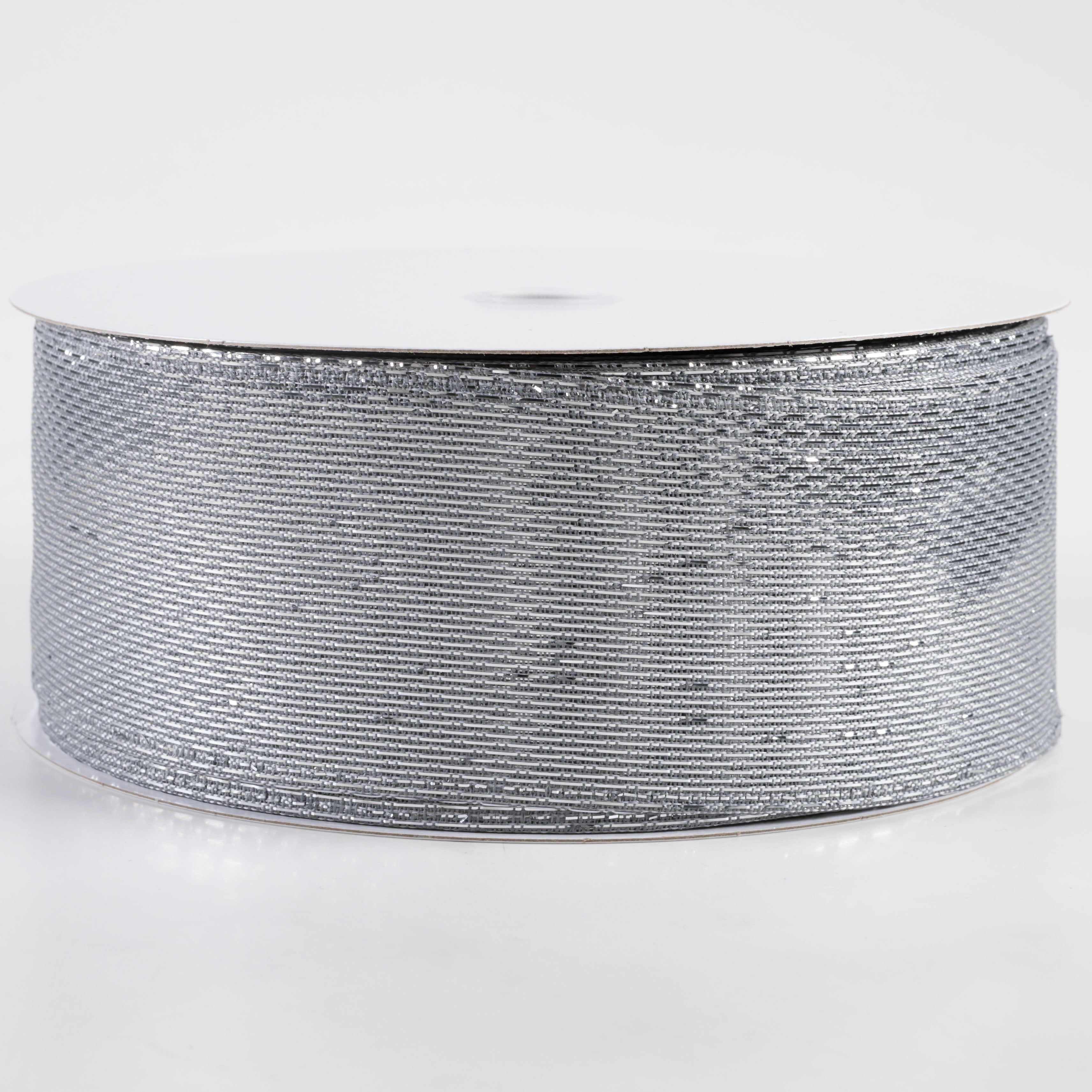 2.5" Stair-step Woven Metallic Ribbon: Silver (50 Yards)