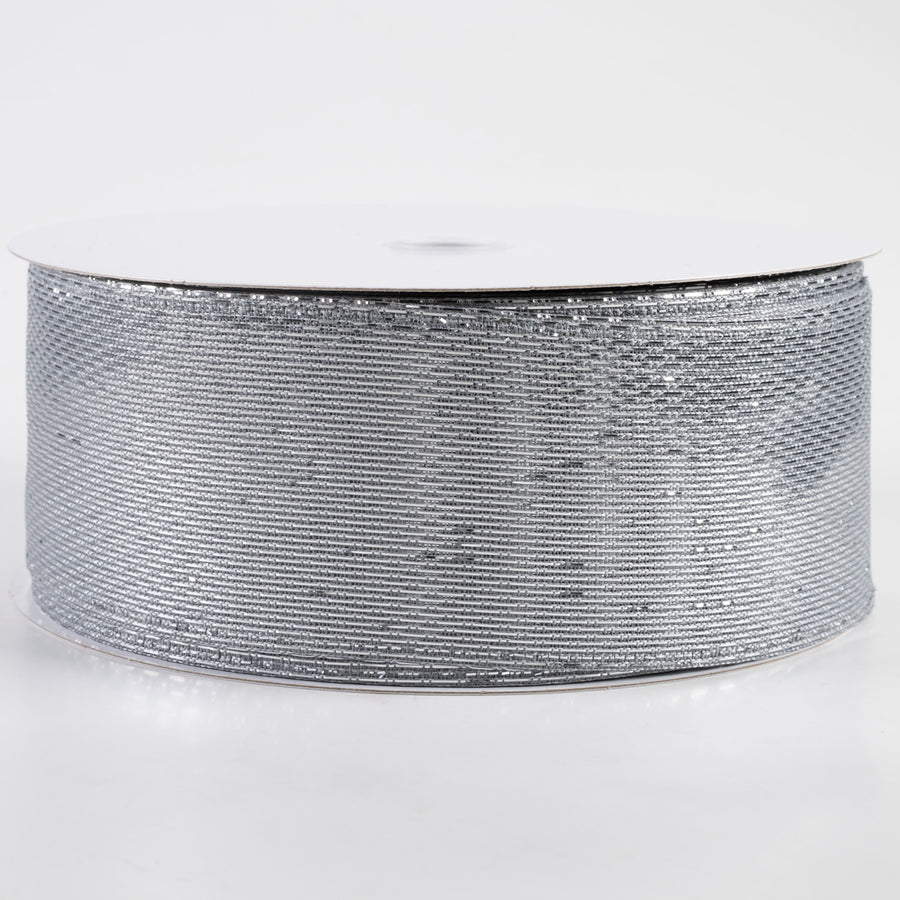 2.5" Stair-step Woven Metallic Ribbon: Silver (50 Yards)