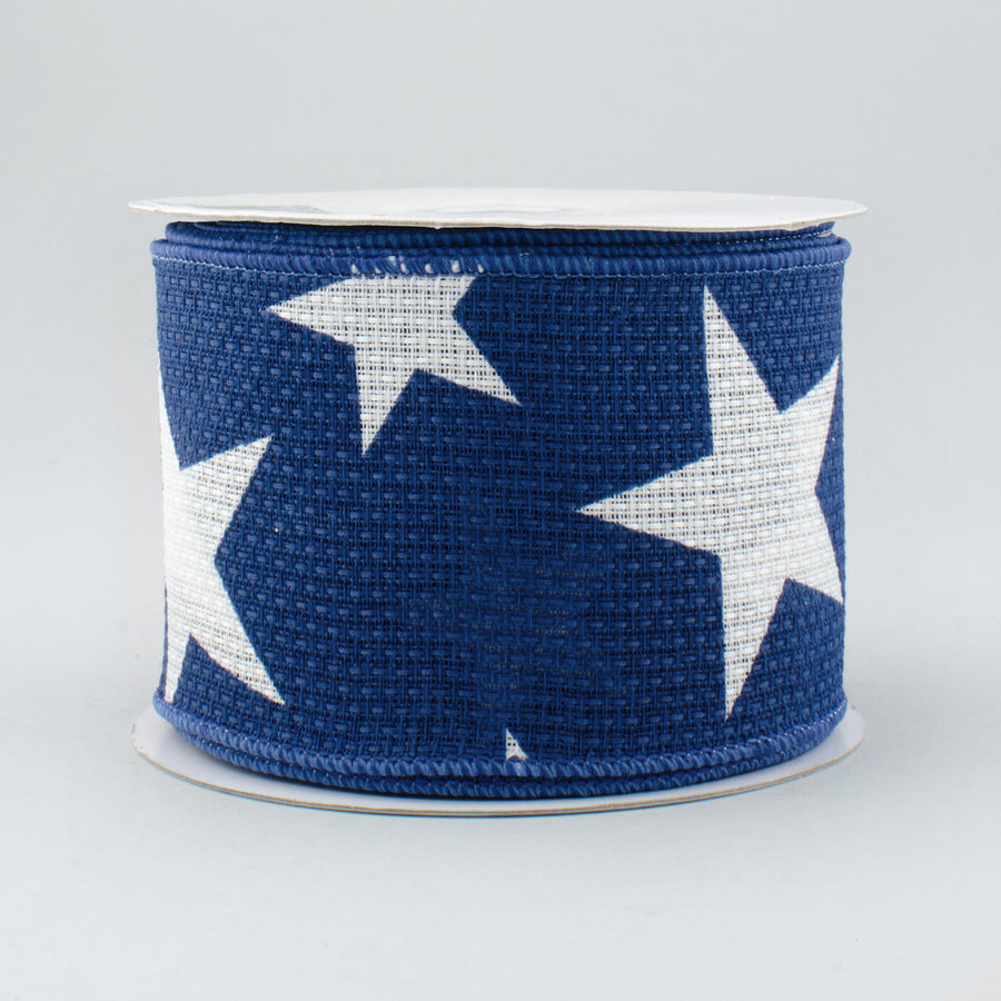 2.5" Star Print Ribbon: Blue & White (10 Yards)