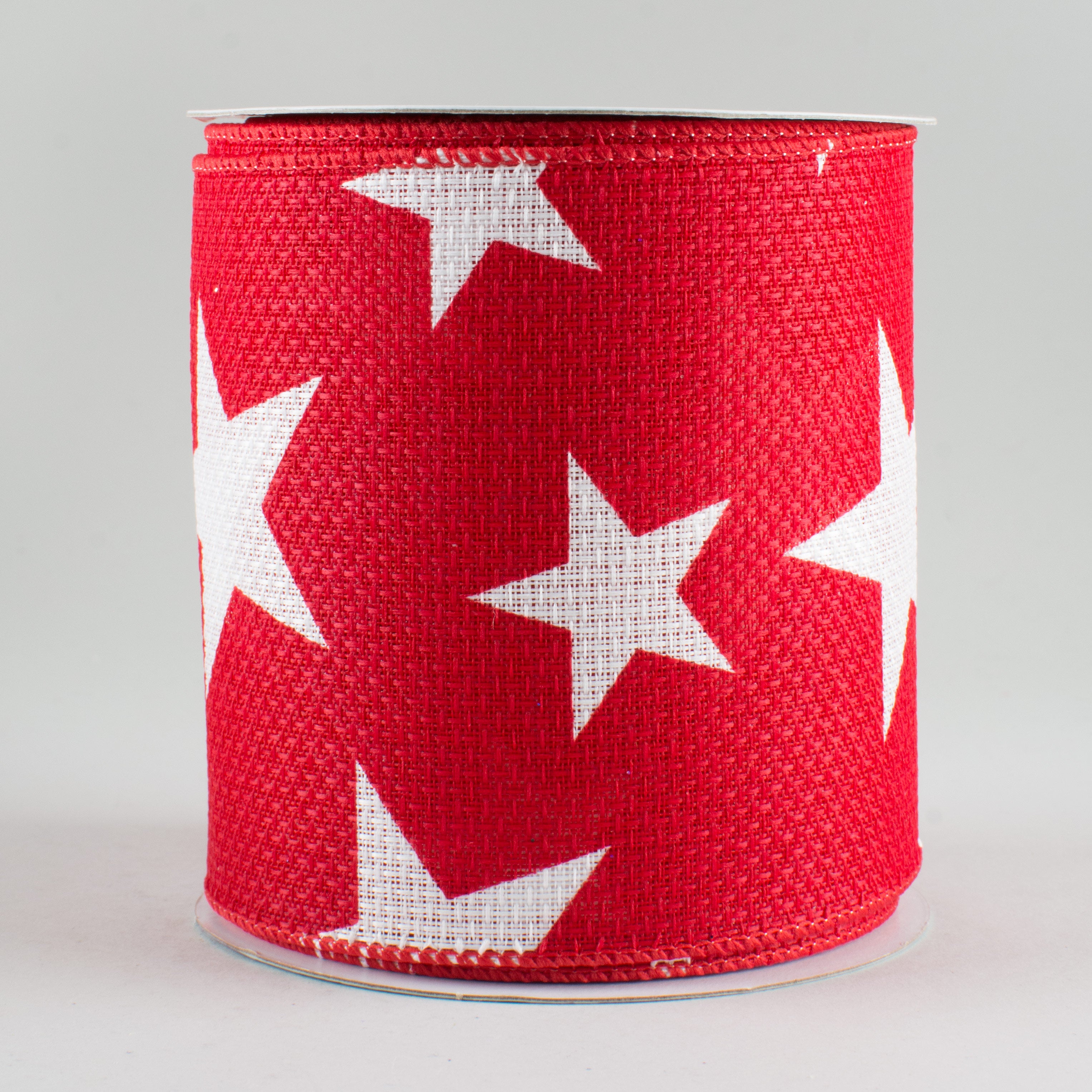 4" Star Print Ribbon: Red & White (10 Yards)