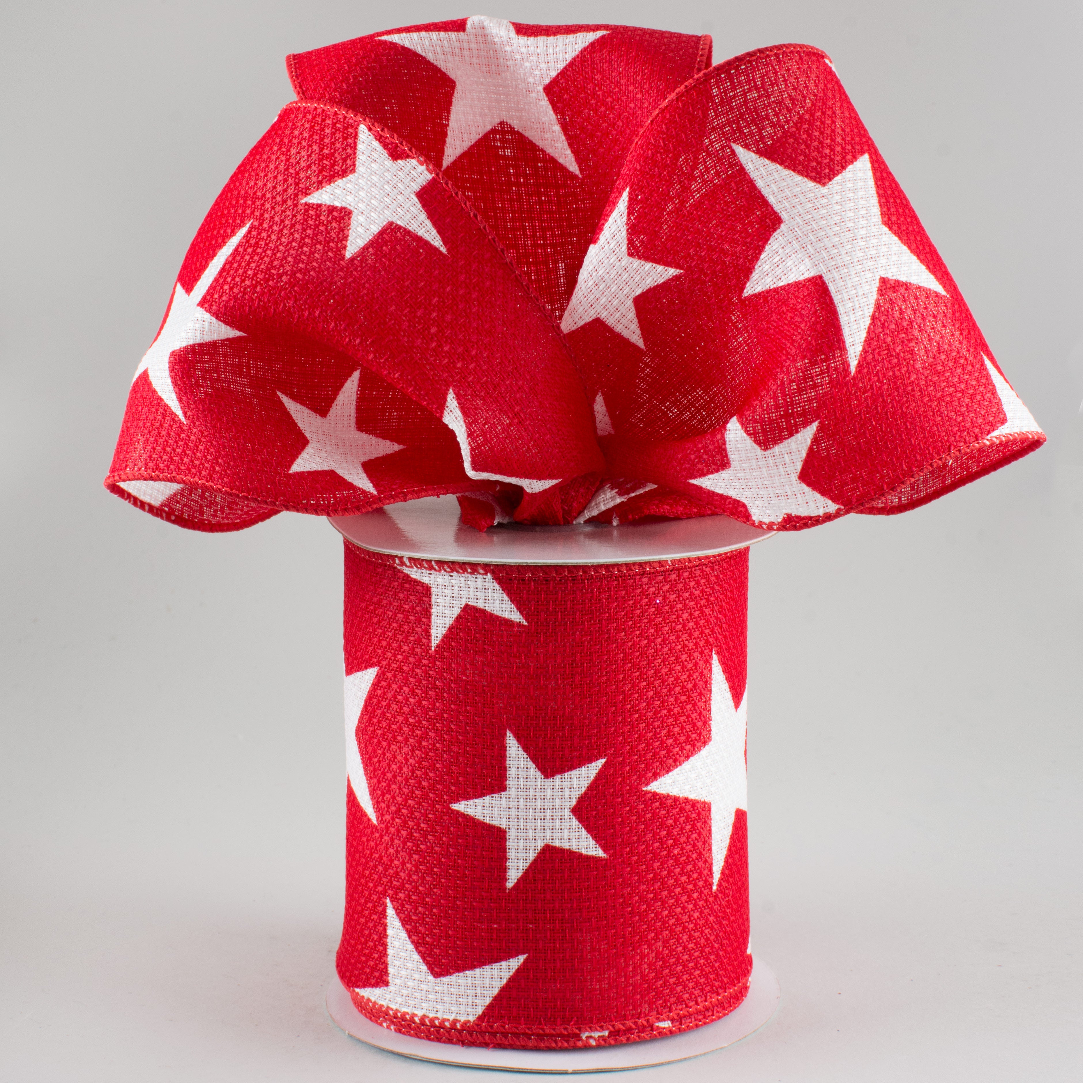 4" Star Print Ribbon: Red & White (10 Yards) Lifestyle Photo
