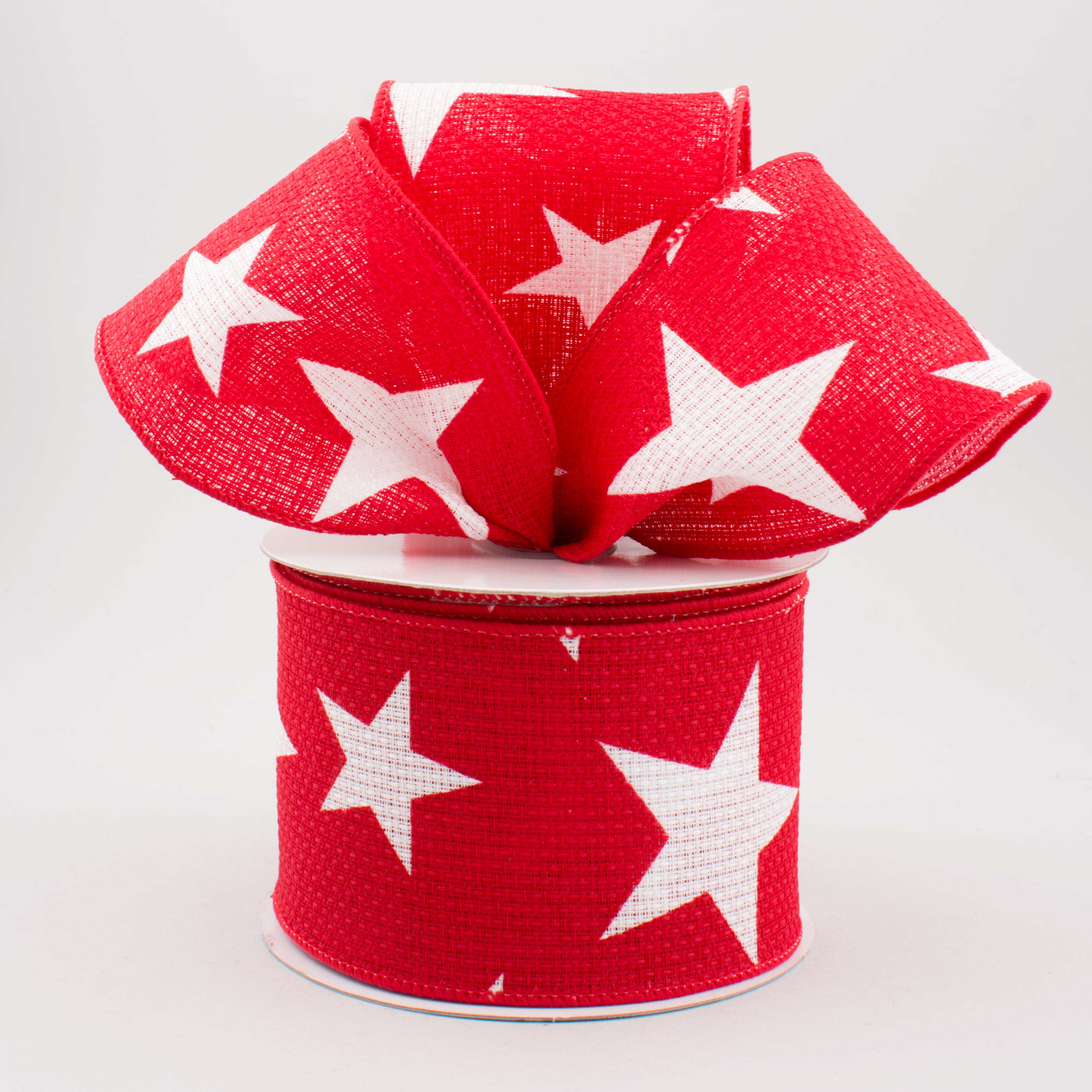 2.5" Star Print Ribbon: Red & White (10 Yards) Lifestyle Photo
