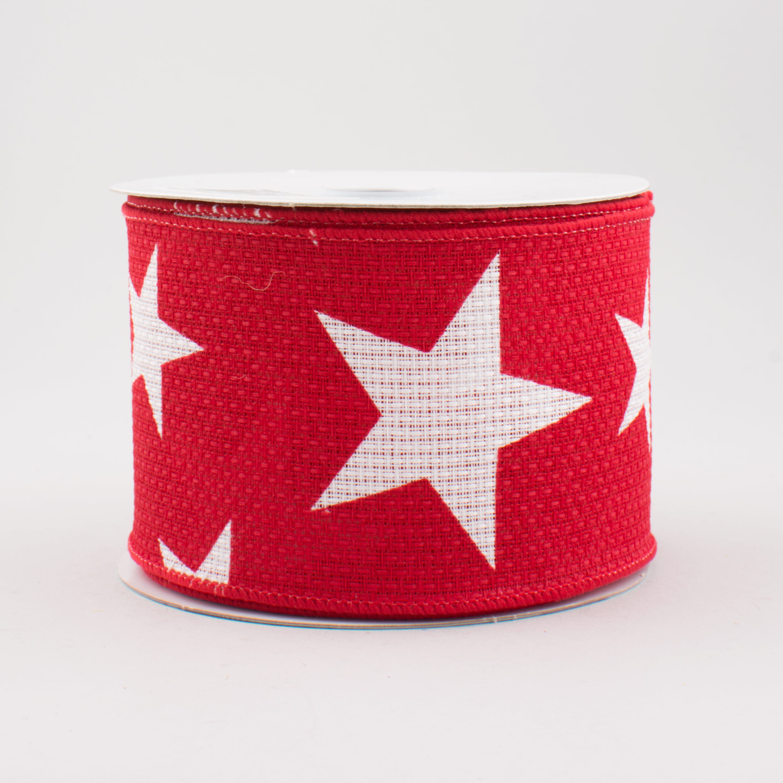 2.5" Star Print Ribbon: Red & White (10 Yards)