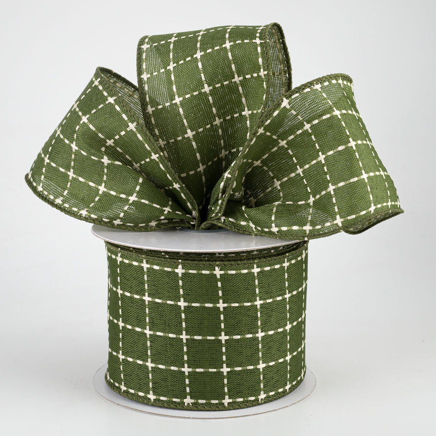 2.5" Stark Plaid Ribbon: Moss & Cream (10 Yards) Lifestyle Photo