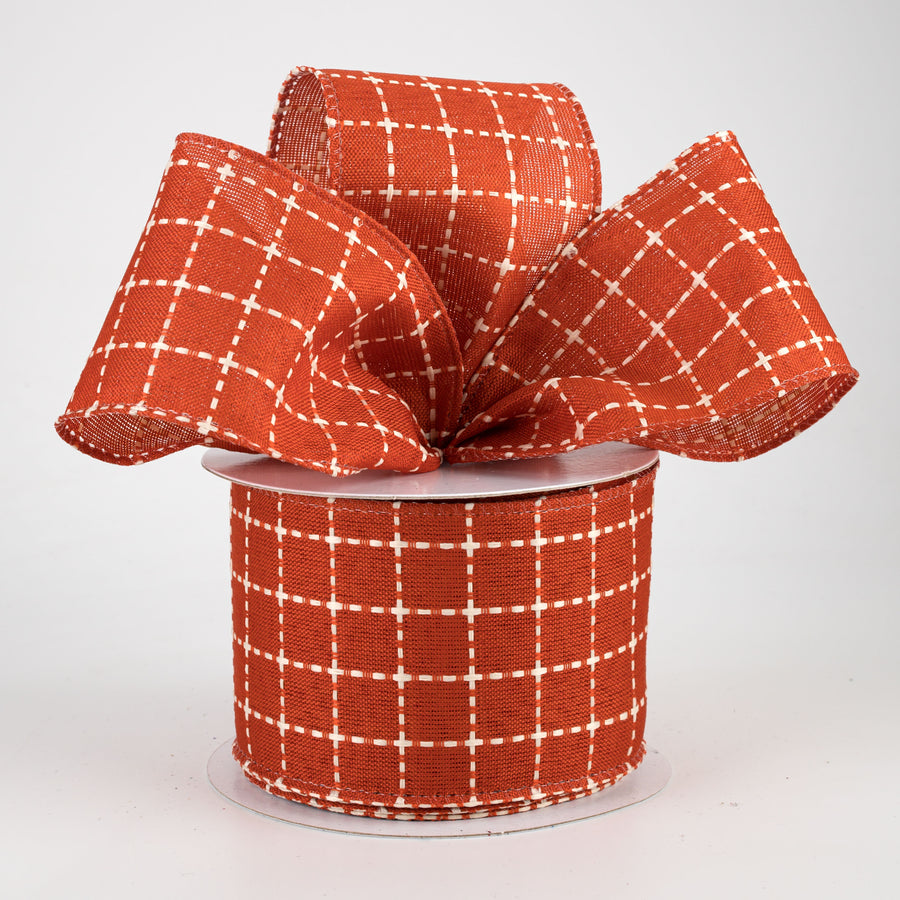 2.5" Stark Plaid Ribbon: Rust Orange & Cream (10 Yards) Lifestyle Photo