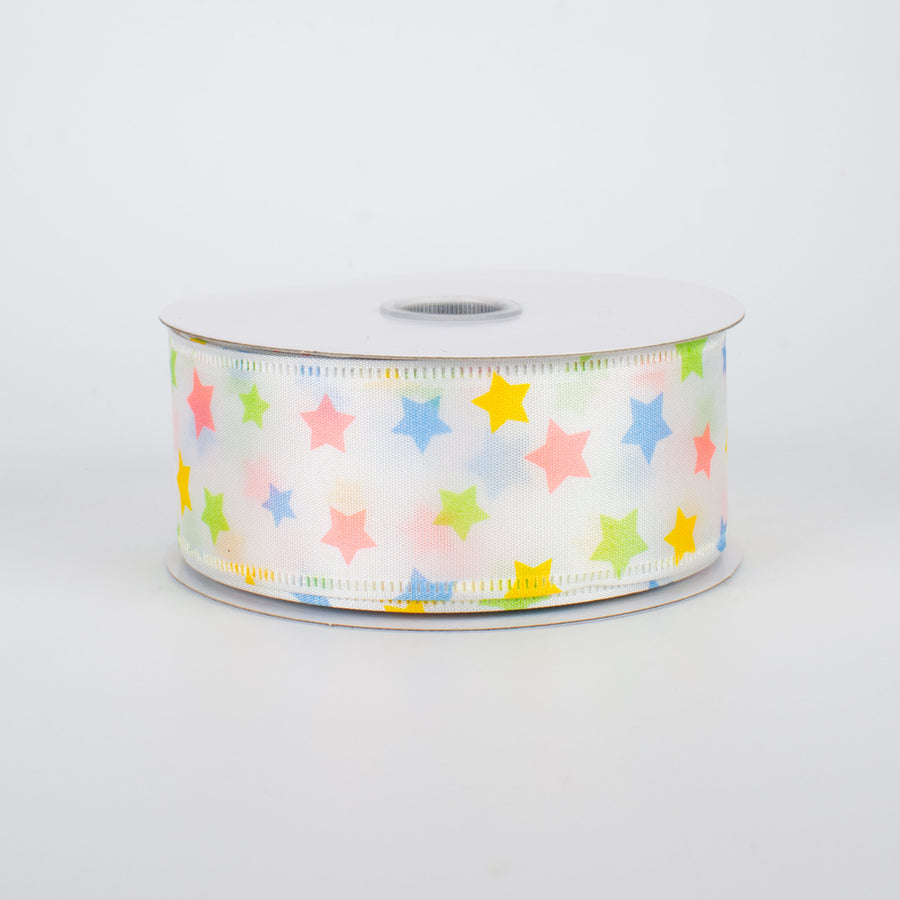1.5" Stars Ribbon: Pastels (10 Yards)