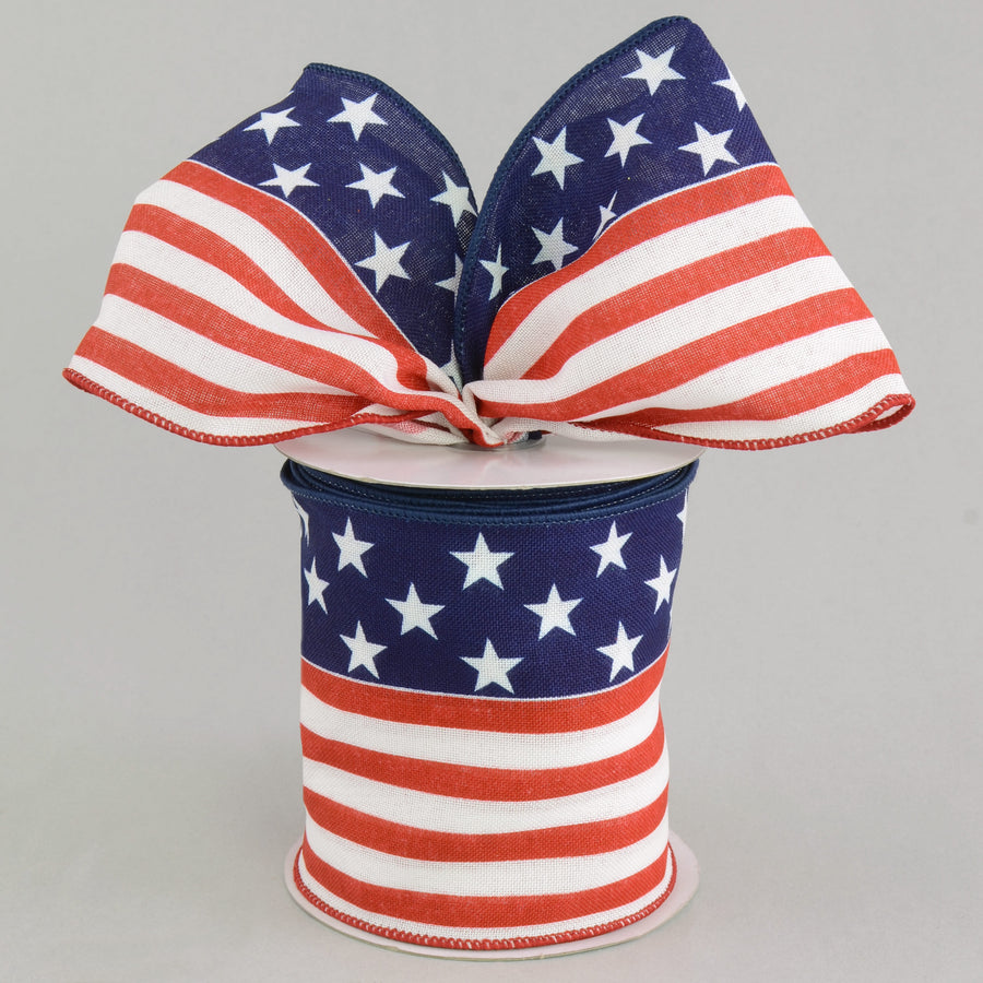 4" Stars & Stripes Ribbon: Red, White, Blue (10 Yards) Lifestyle Photo