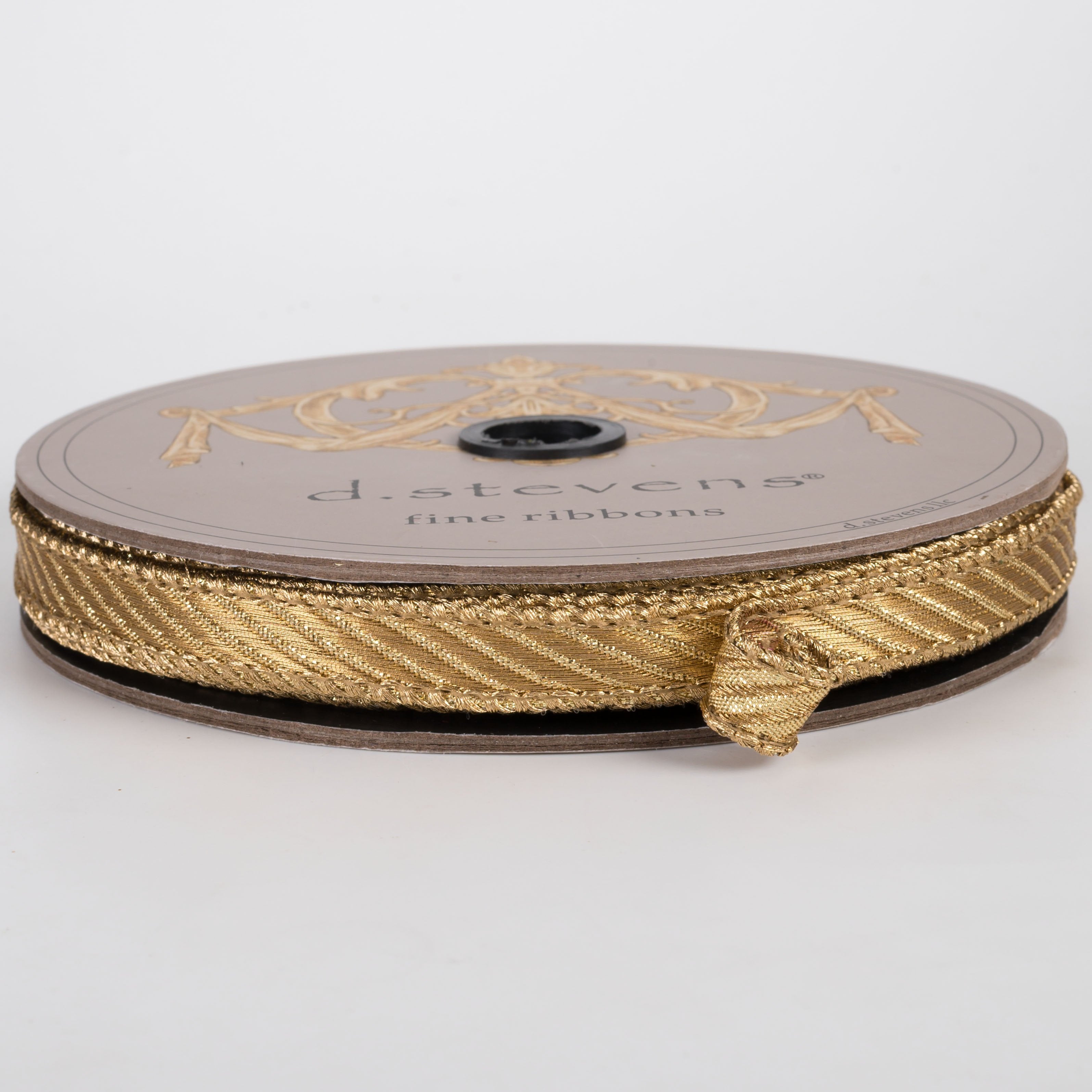 [D Stevens] 0.5" Wired Jacquard Diagonal Stripe Ribbon: Gold (25 Yards) Item Number: 07-2879