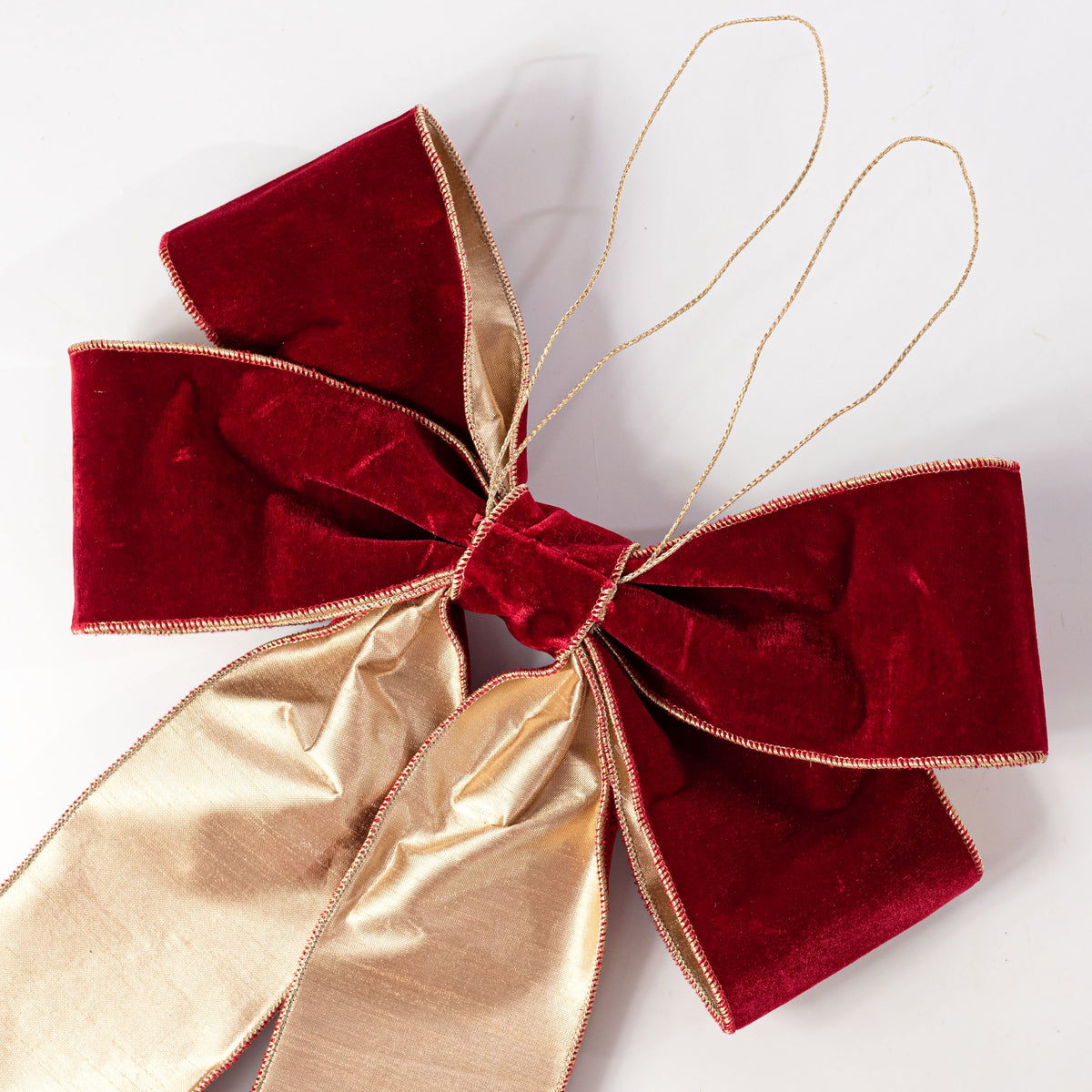 [D Stevens] 15" Velvet Bow Gold Back: Dark Red detail photo 4