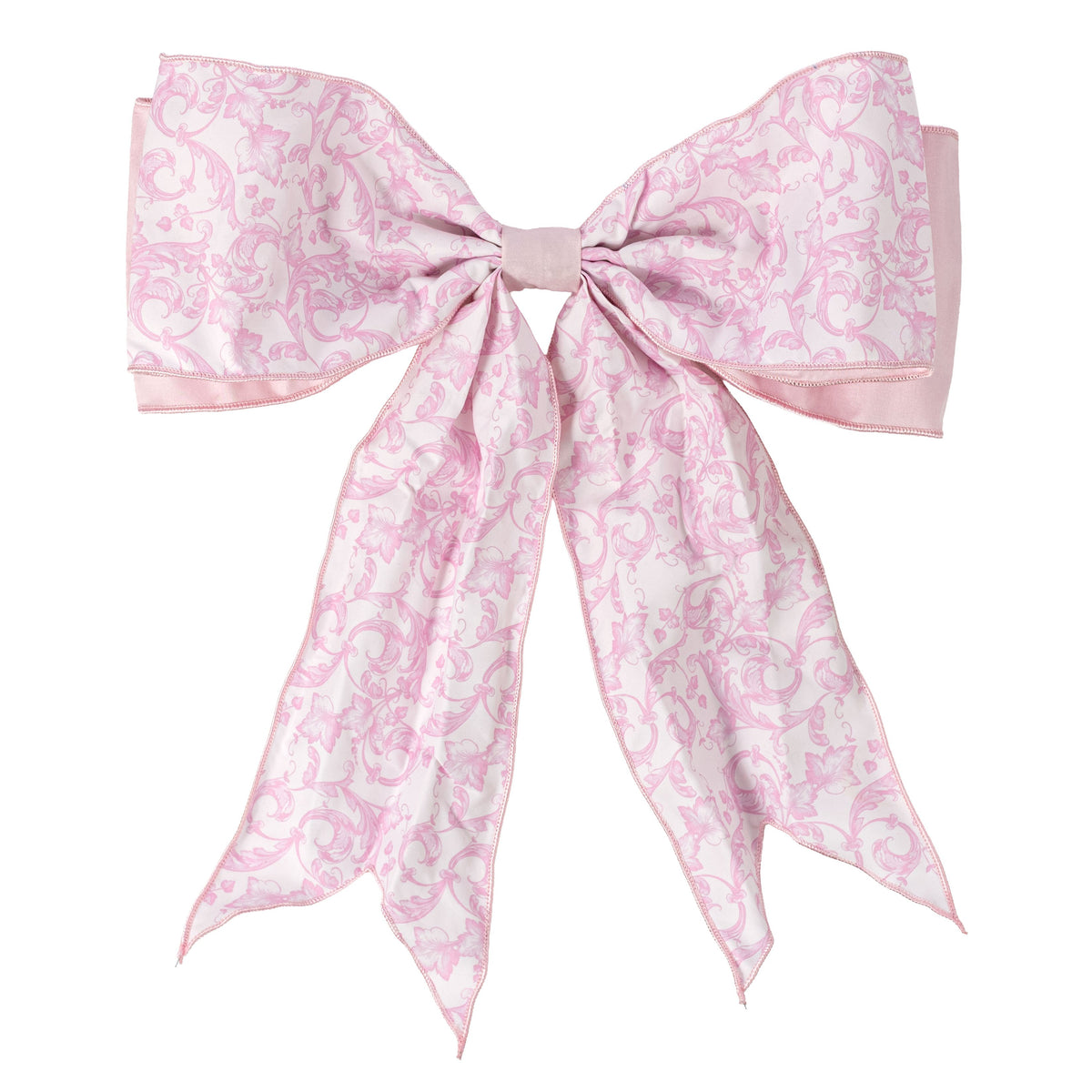 [D Stevens] 6" x 18" Taffeta Acanthus Scroll Chinoiserie Bow: Light Pink & White Item Number: 18-5065