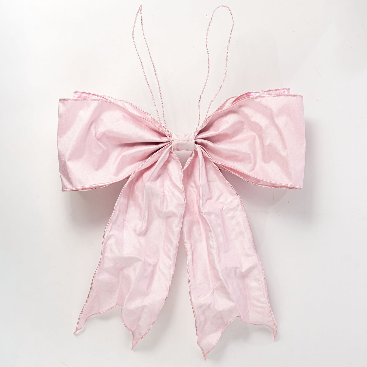 [D Stevens] 6" x 18" Taffeta Acanthus Scroll Chinoiserie Bow: Light Pink & White detail photo 5