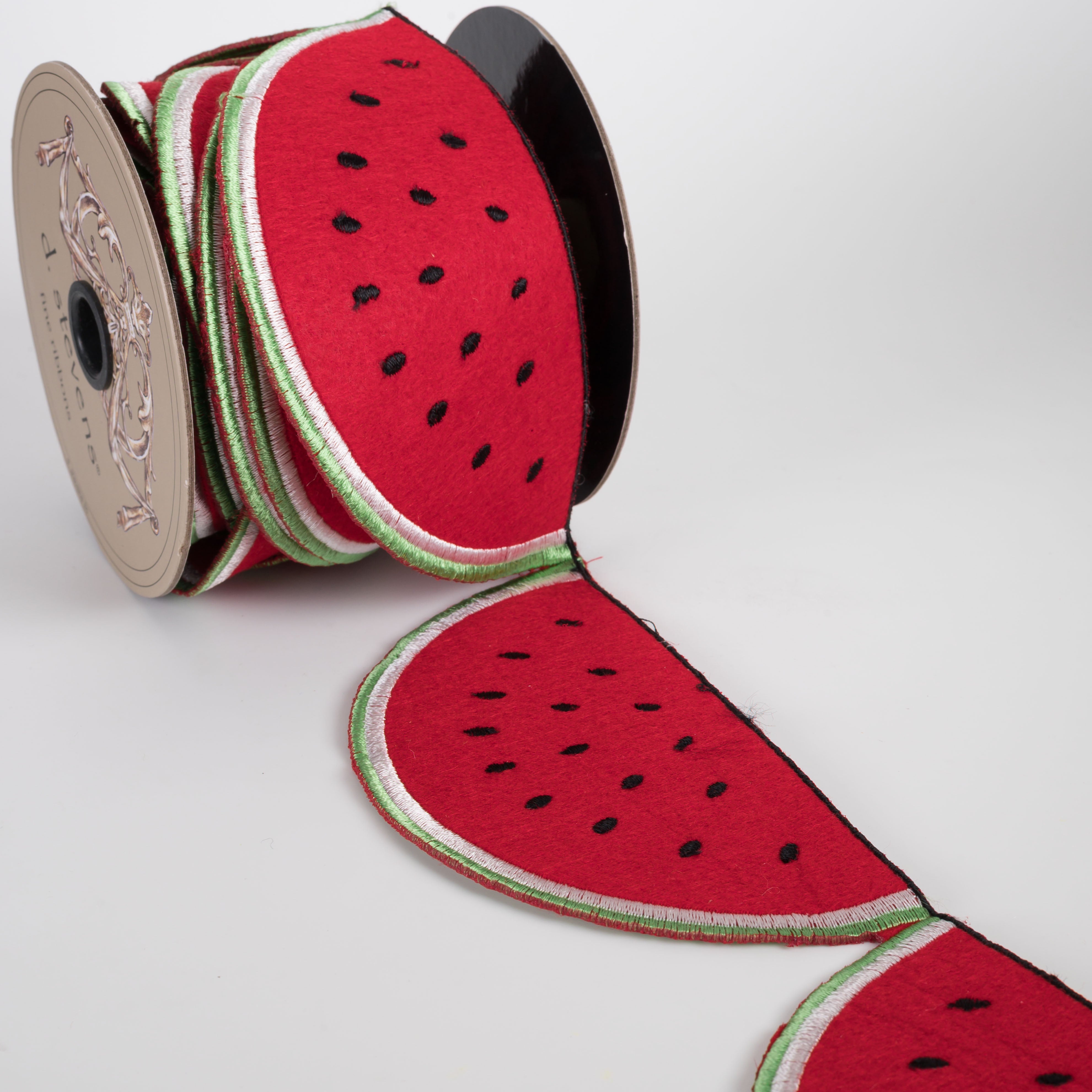 [D Stevens] 3.5" Unwired Embroidered Watermelon Ribbon Garland (5 Yards) Lifestyle Photo