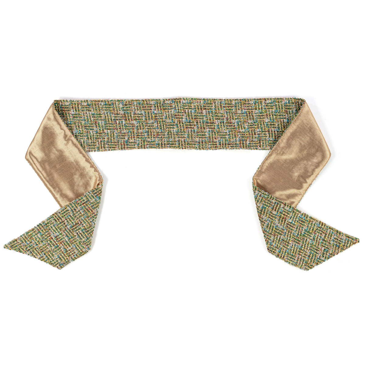 [D Stevens] 4" x 56" Blissful Boucle Wreath Sash: White, Gold, Blue & Green Item Number: 18-4944