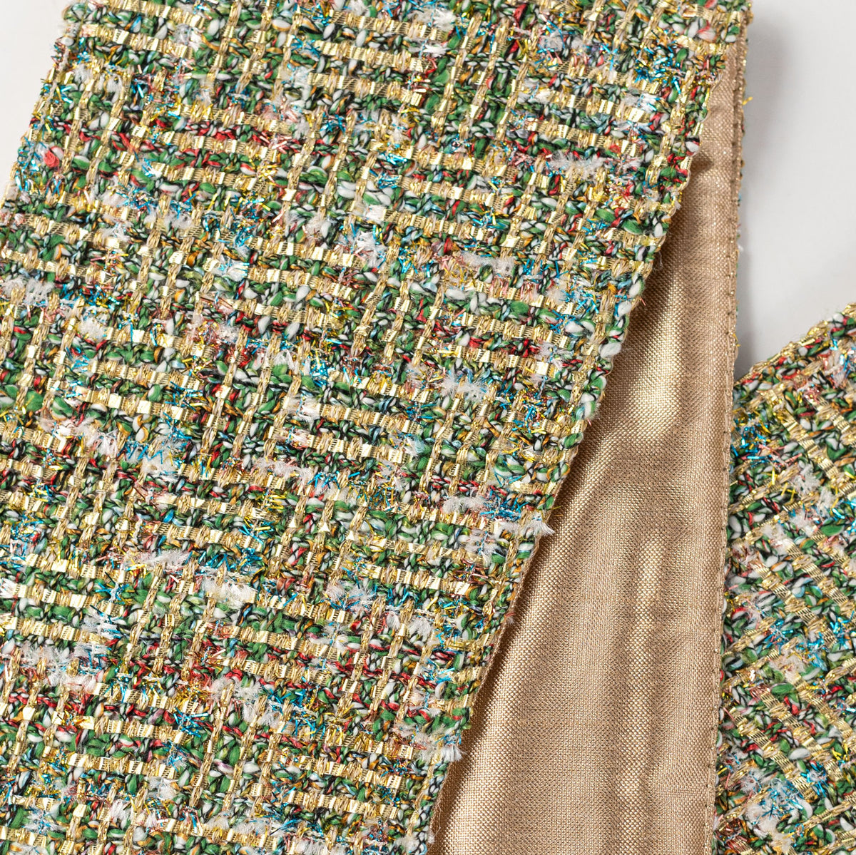 [D Stevens] 4" x 56" Blissful Boucle Wreath Sash: White, Gold, Blue & Green detail photo 3
