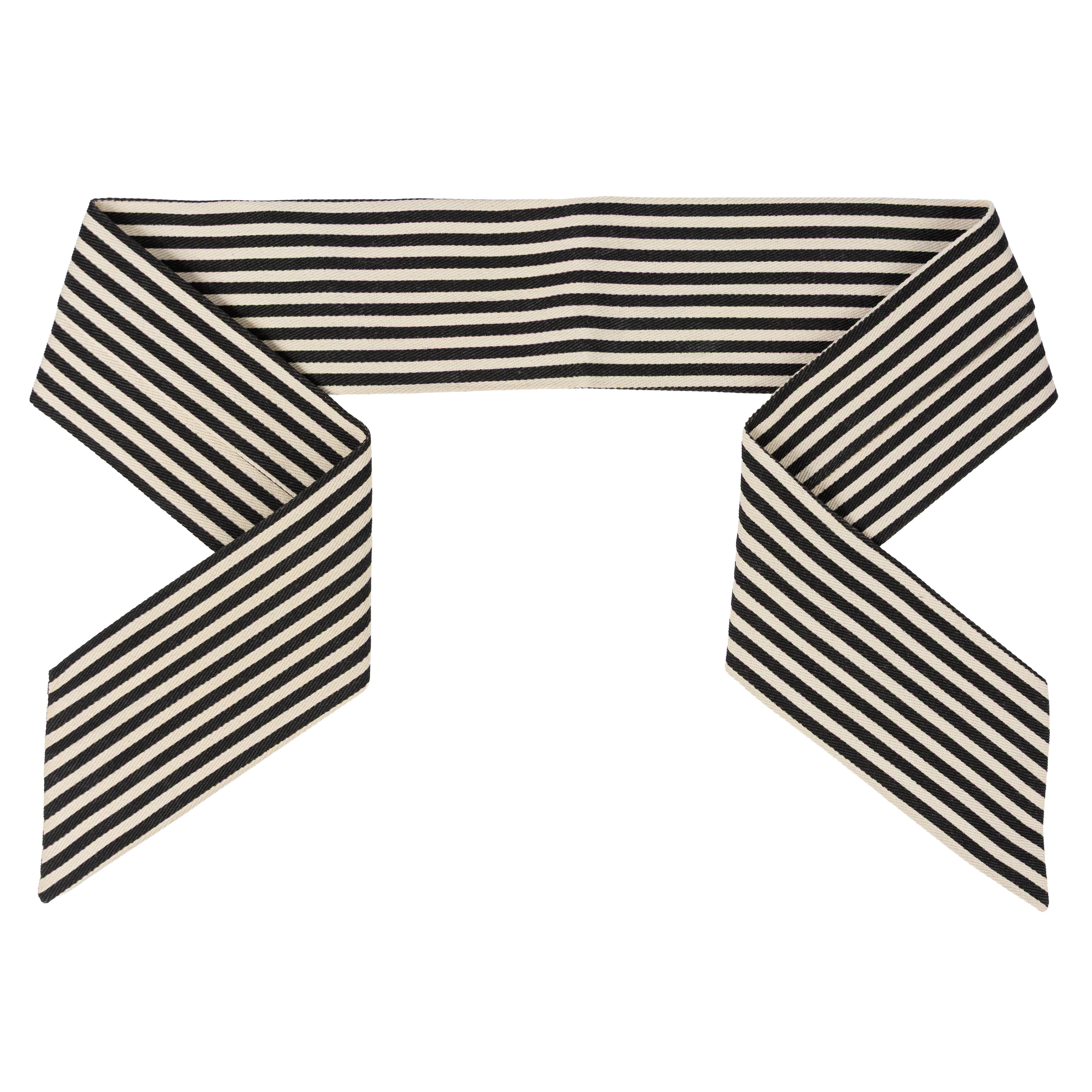[D Stevens] 4" x 56" Canvas Stripe Wreath Sash: Natural & Black Item Number: 18-4950