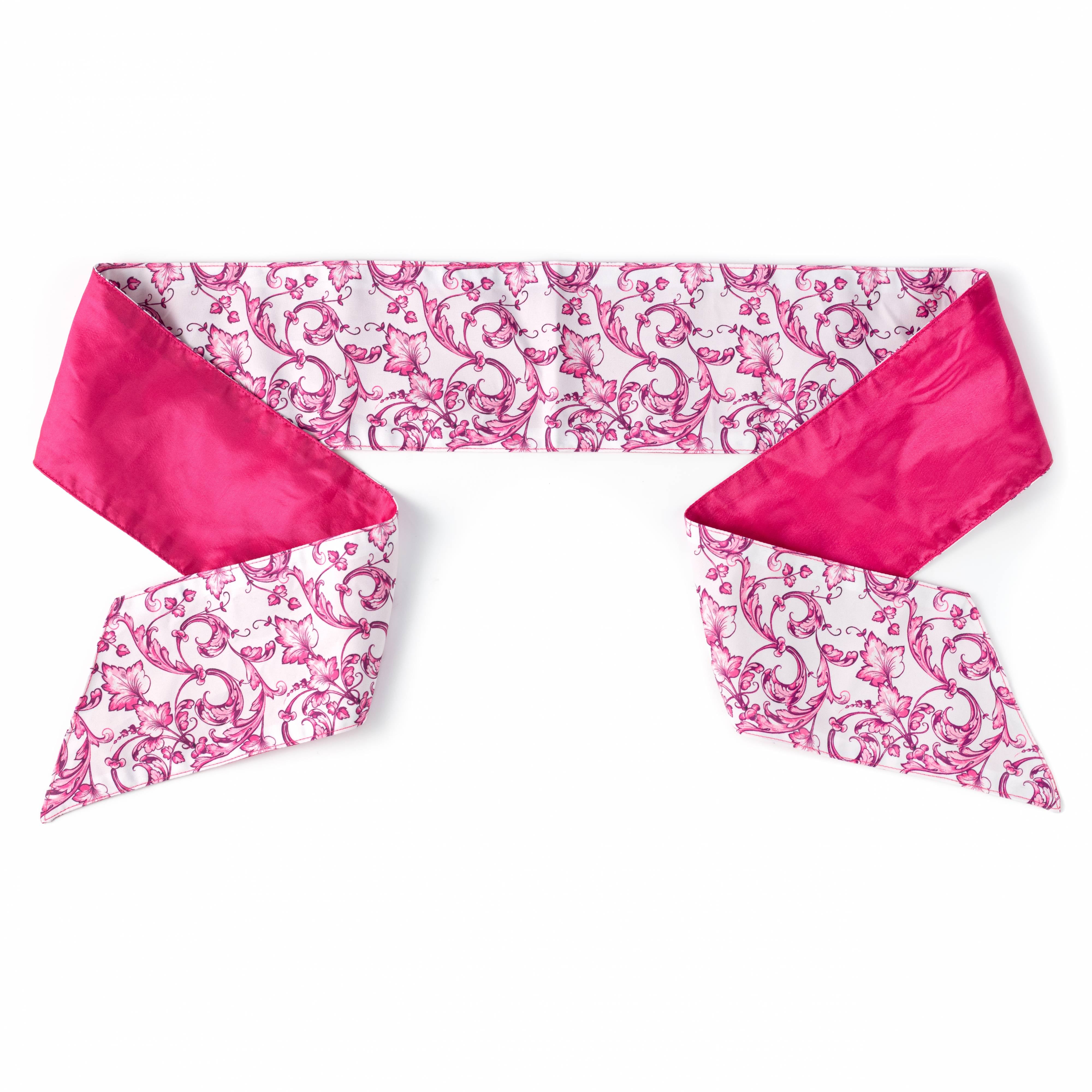 [D Stevens] 4" x 56" Poplin Wreath Sash: Hot Pink & White Scroll Chinoiserie Item Number: 18-4804