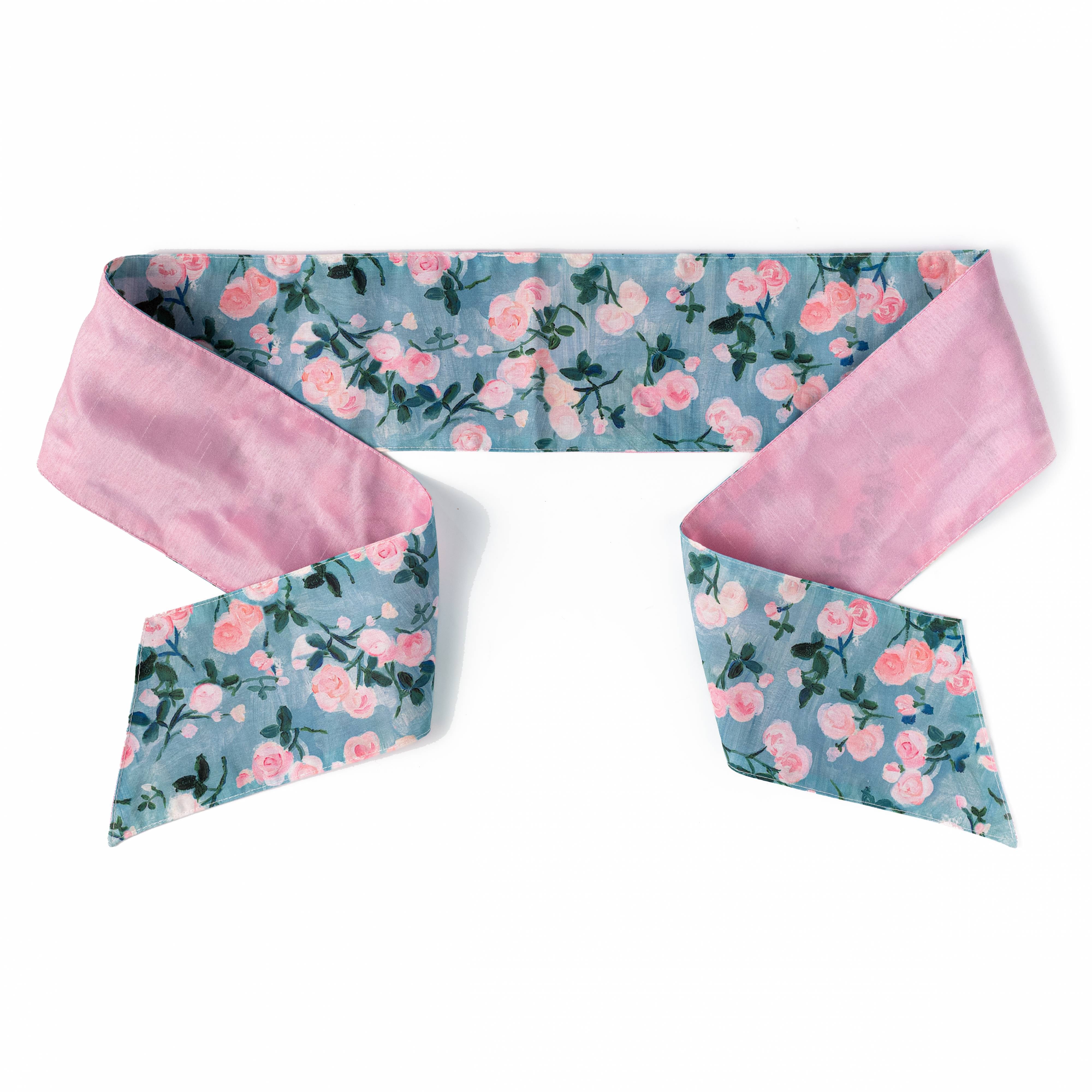 [D Stevens] 4" x 56" Poplin Wreath Sash: Watercolor Roses & Pink Dupioni Item Number: 18-4811