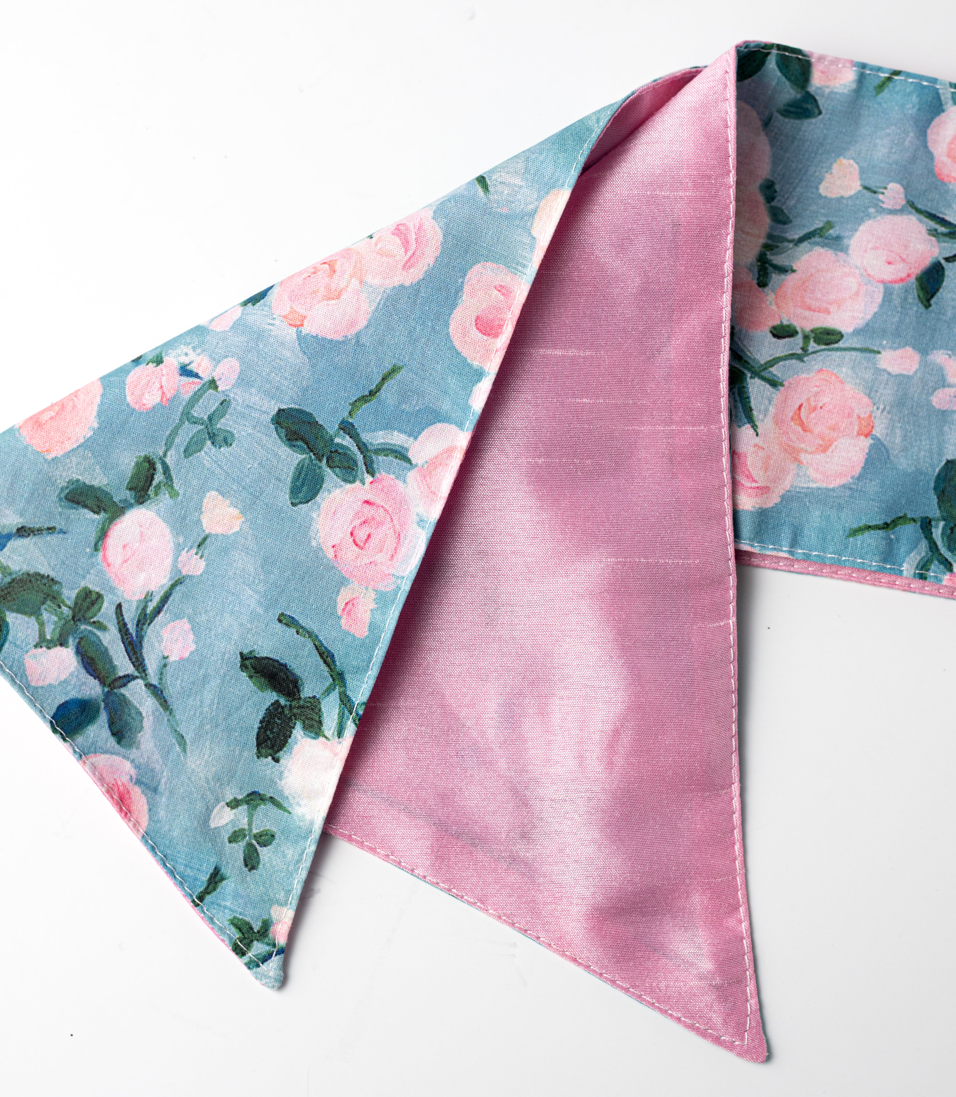 [D Stevens] 4" x 56" Poplin Wreath Sash: Watercolor Roses & Pink Dupioni detail photo 3