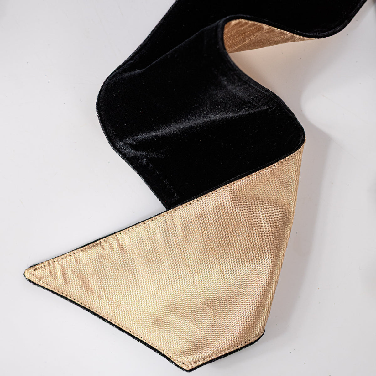 [D Stevens] 4" x 56" Velvet Gold Back Wreath Sash: Black detail photo 3