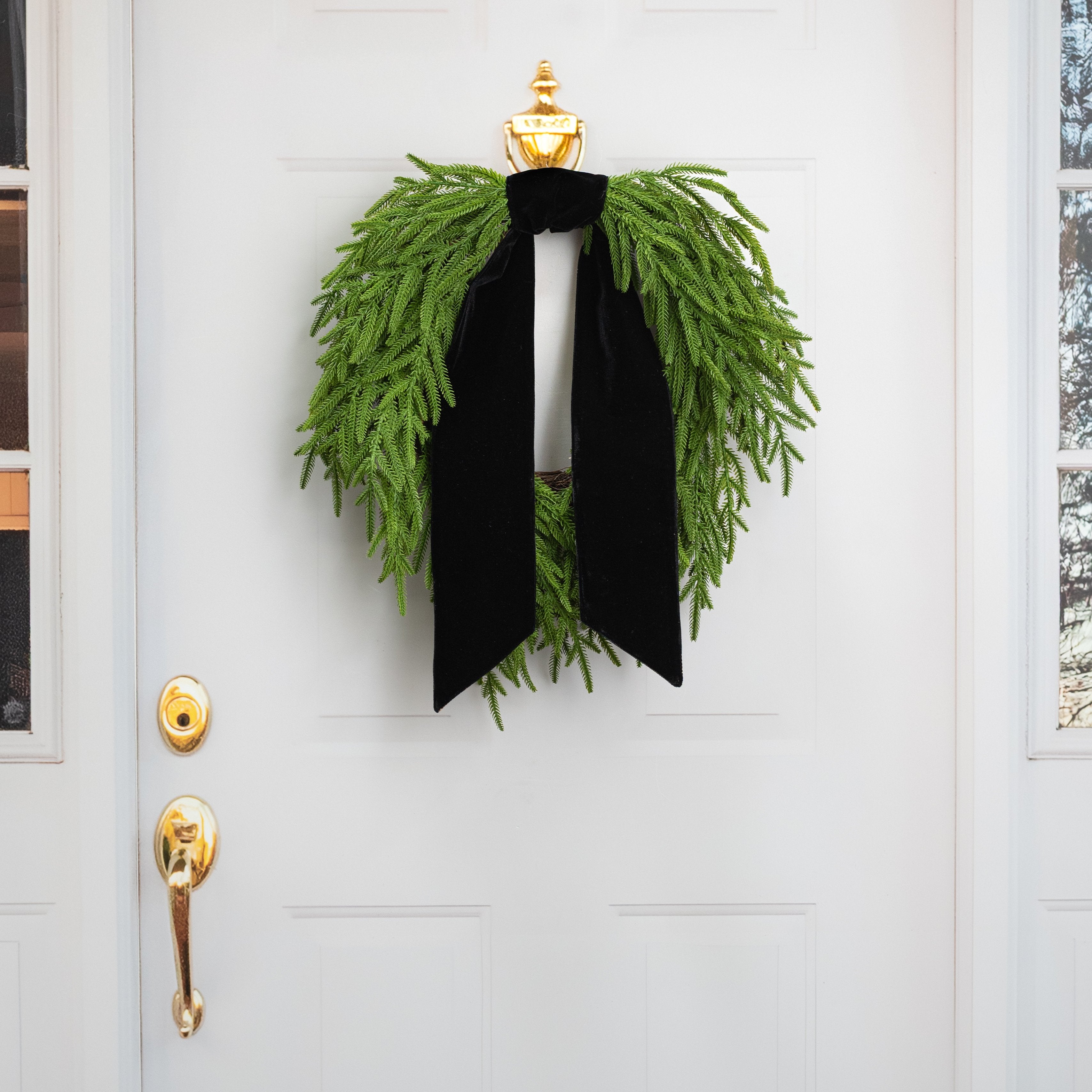 [D Stevens] 4" x 56" Velvet Gold Back Wreath Sash: Black detail photo 4