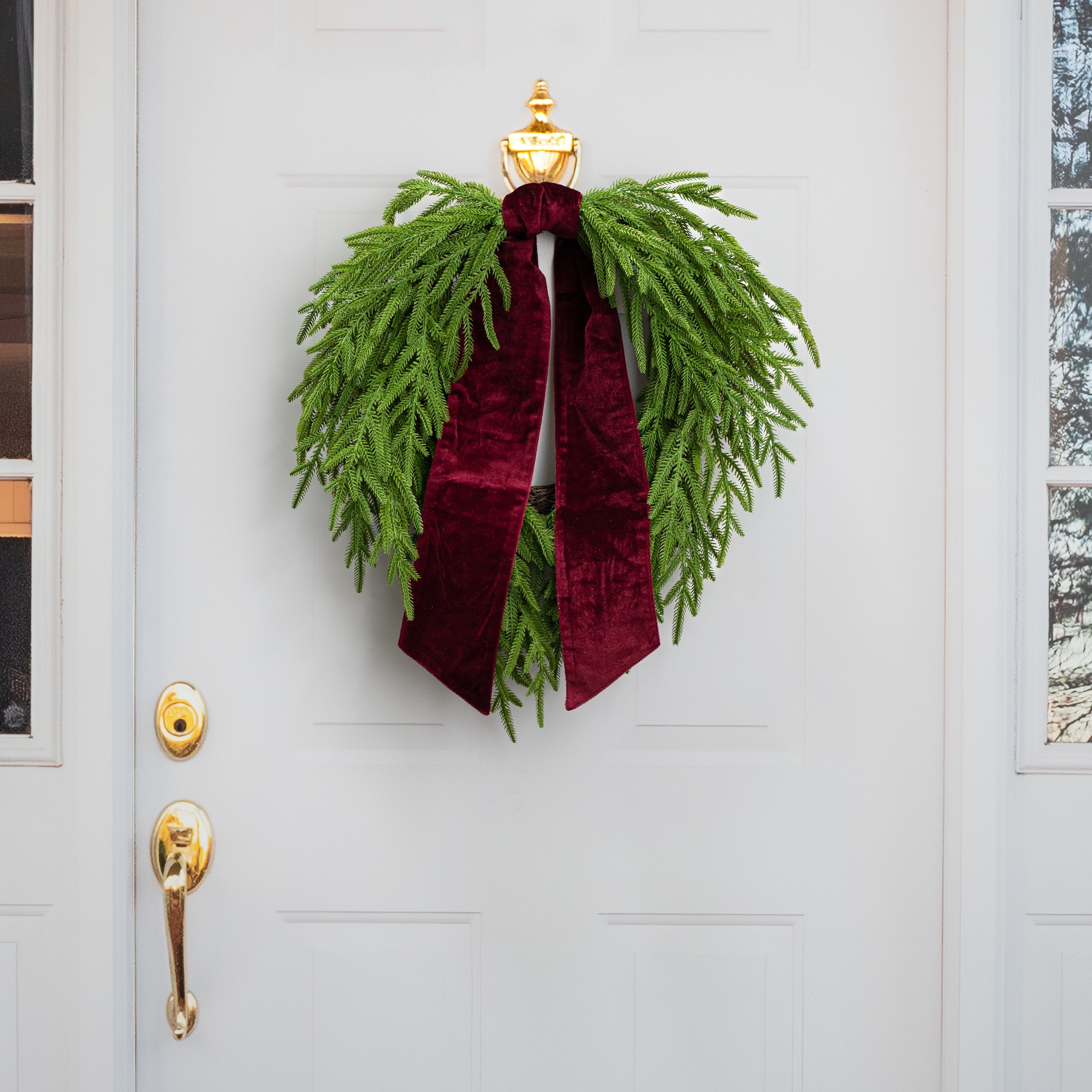[D Stevens] 4" x 56" Velvet Gold Back Wreath Sash: Burgundy detail photo 4