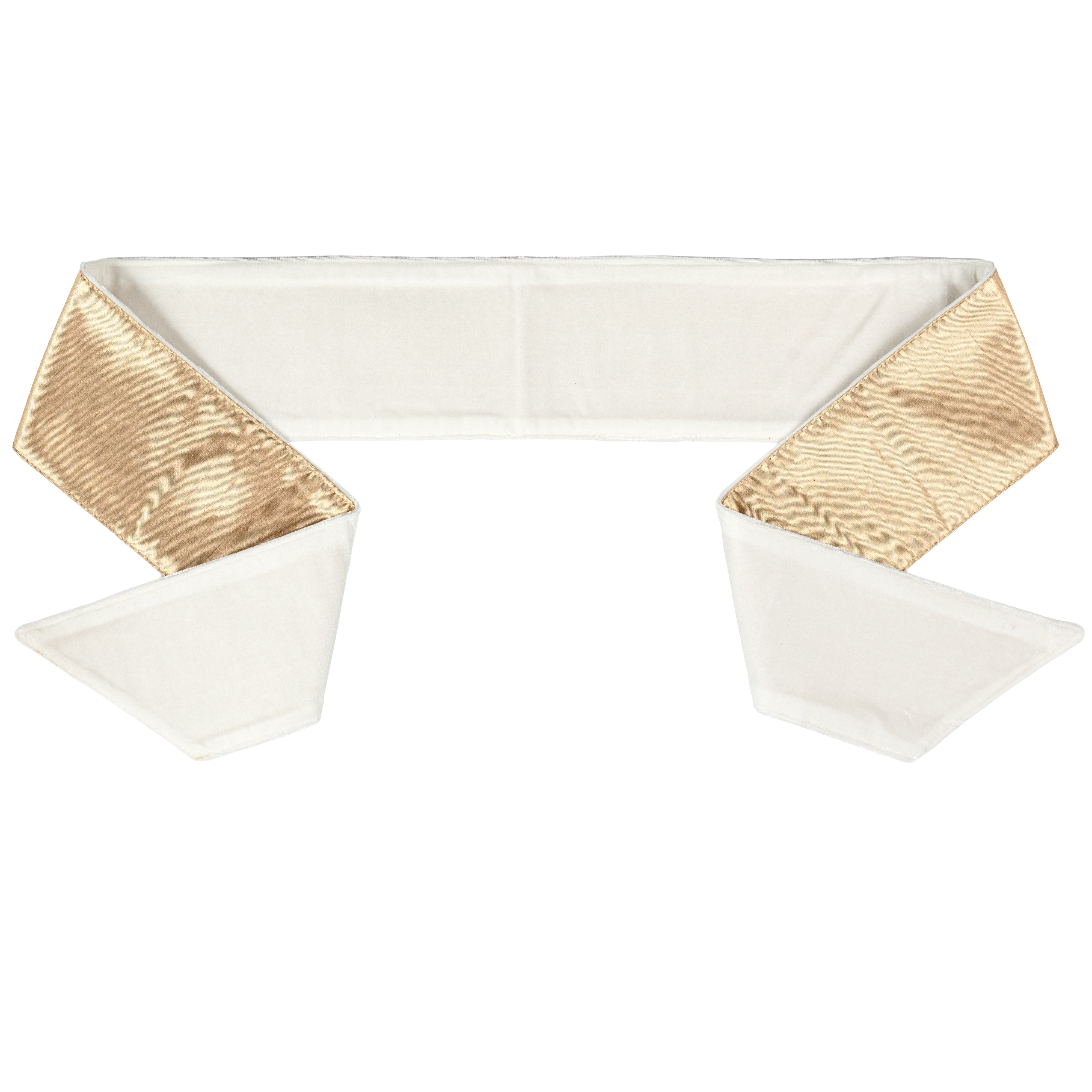 [D Stevens] 4" x 56" Velvet Gold Back Wreath Sash: Winter White Item Number: 18-4956