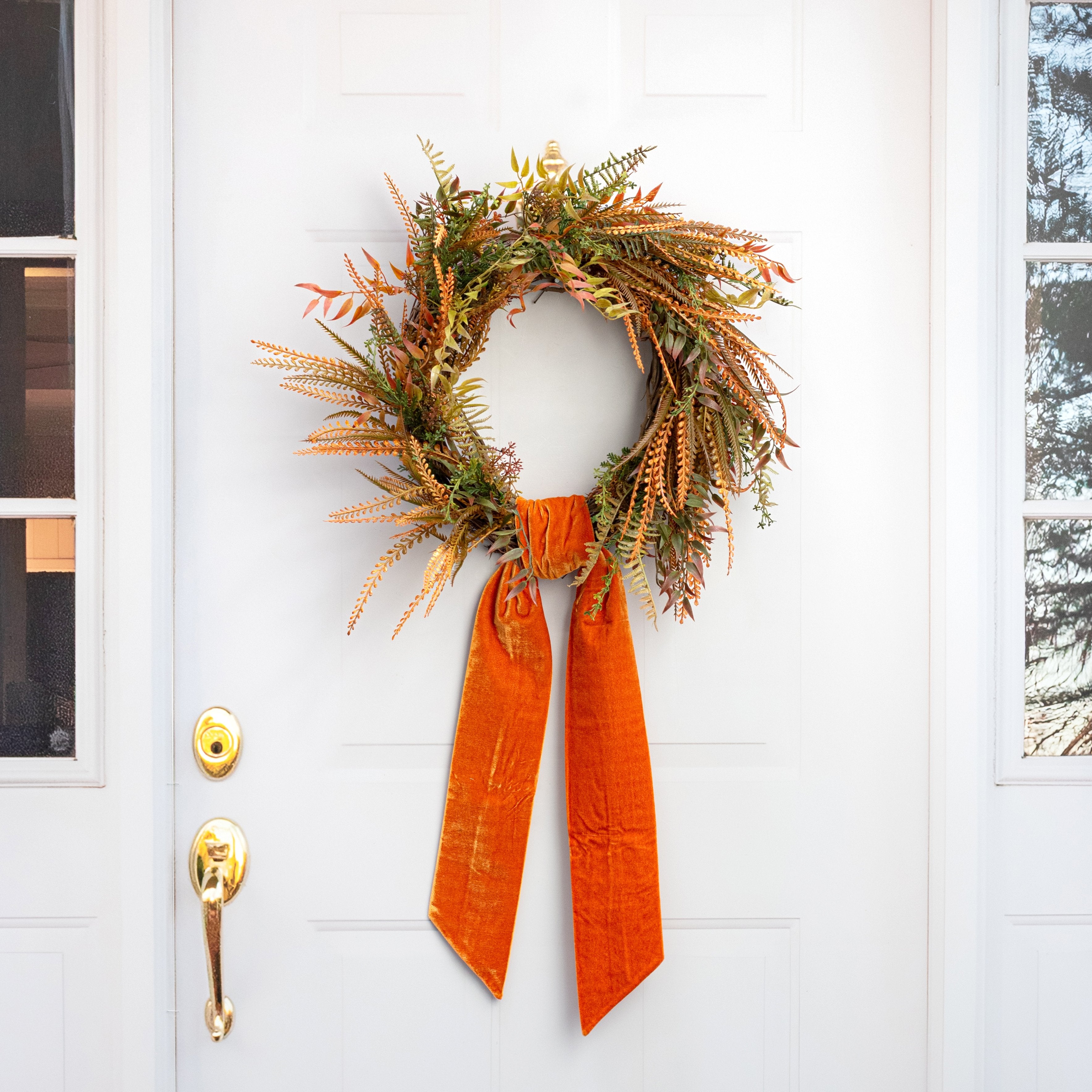 [D Stevens] 4" x 56" Velvet Wreath Sash: Orange Lifestyle Photo