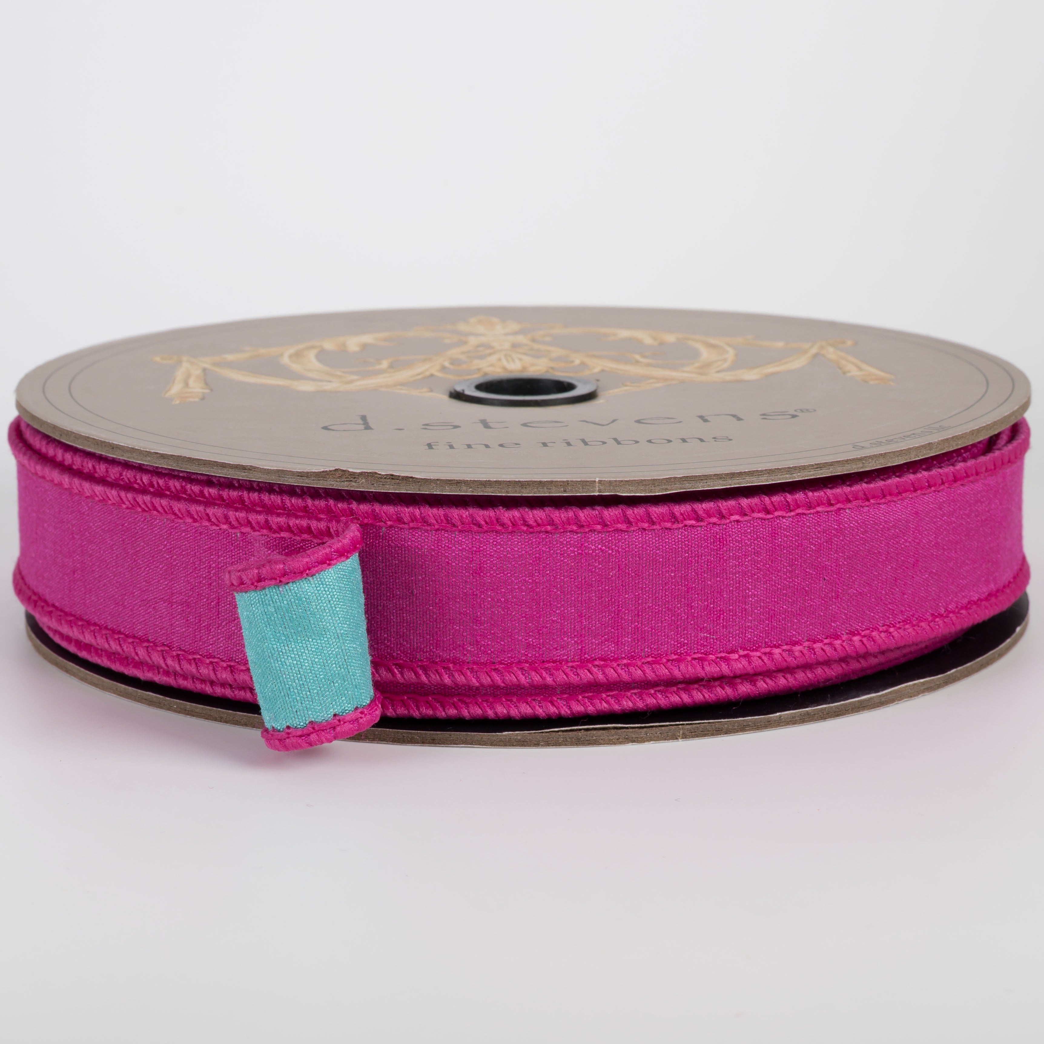 [D Stevens] 1" Double Sided Dupioni Ribbon: Blue & Hot Pink (25 Yards) Item Number: 05-1533