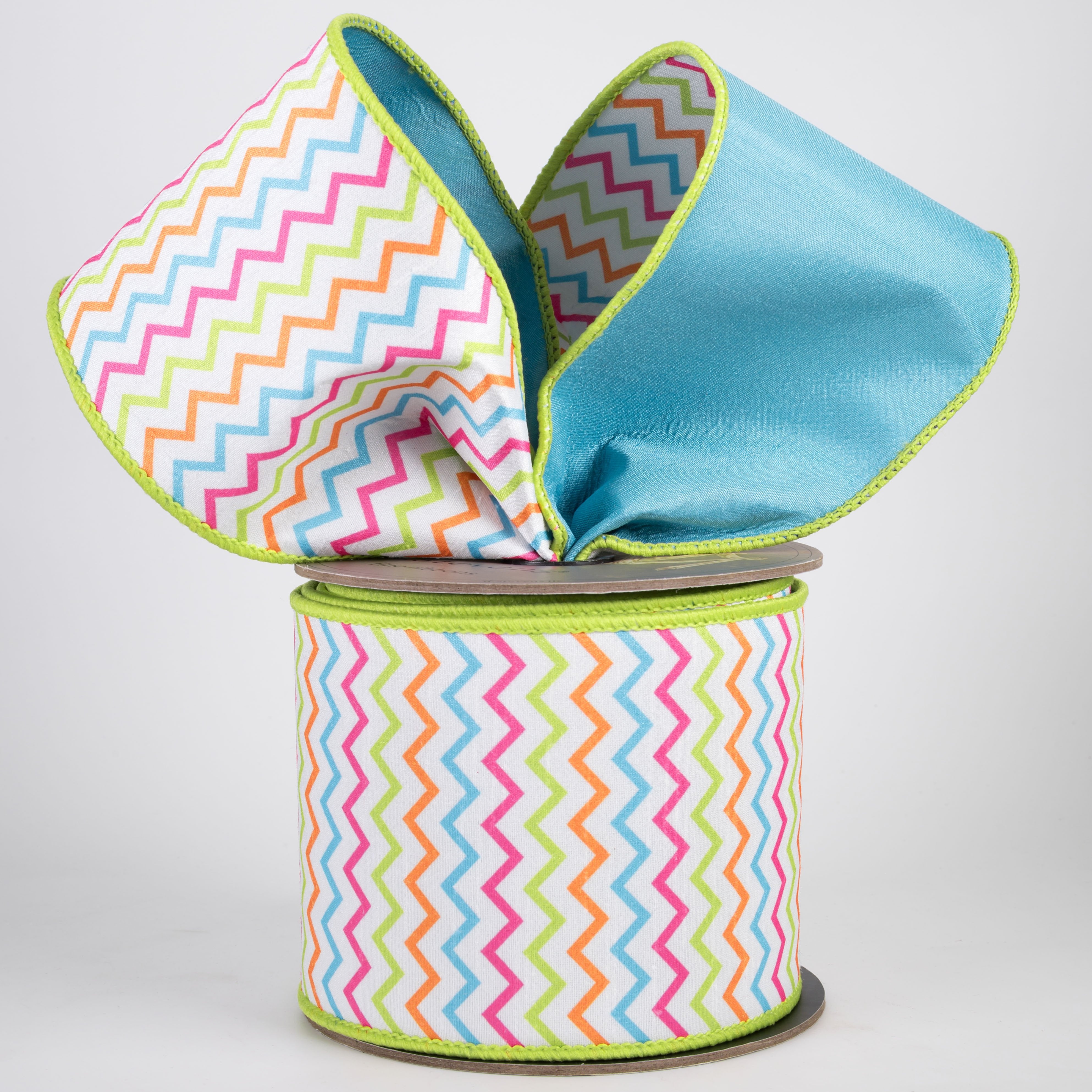 [D Stevens] 4" Dupioni Colorful Chevron Ribbon: Bright Multi (10 Yards) Lifestyle Photo