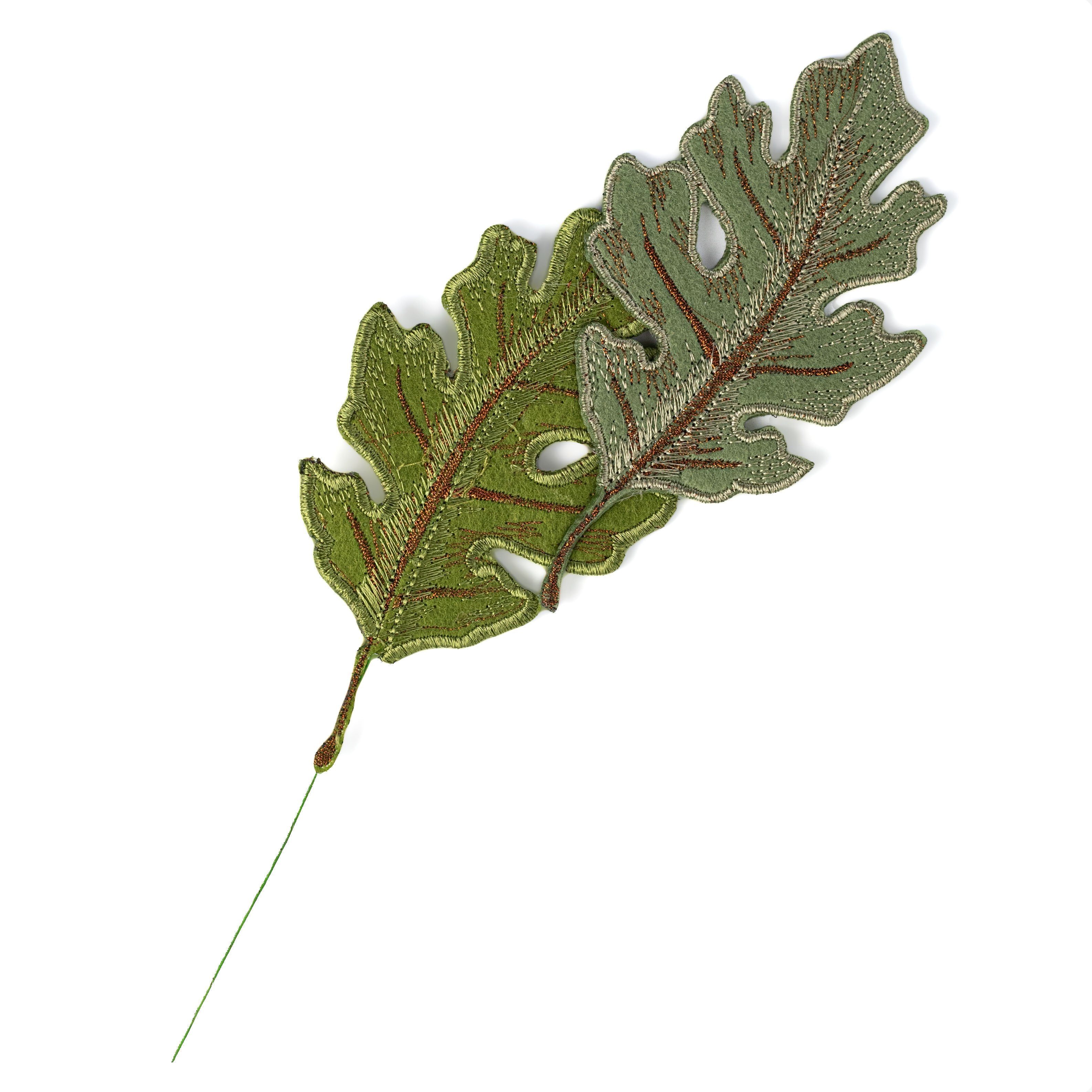 [D Stevens] 7" Embroidered Double Oak Leaf Clip Ornament: Natural Green Item Number: 18-3508