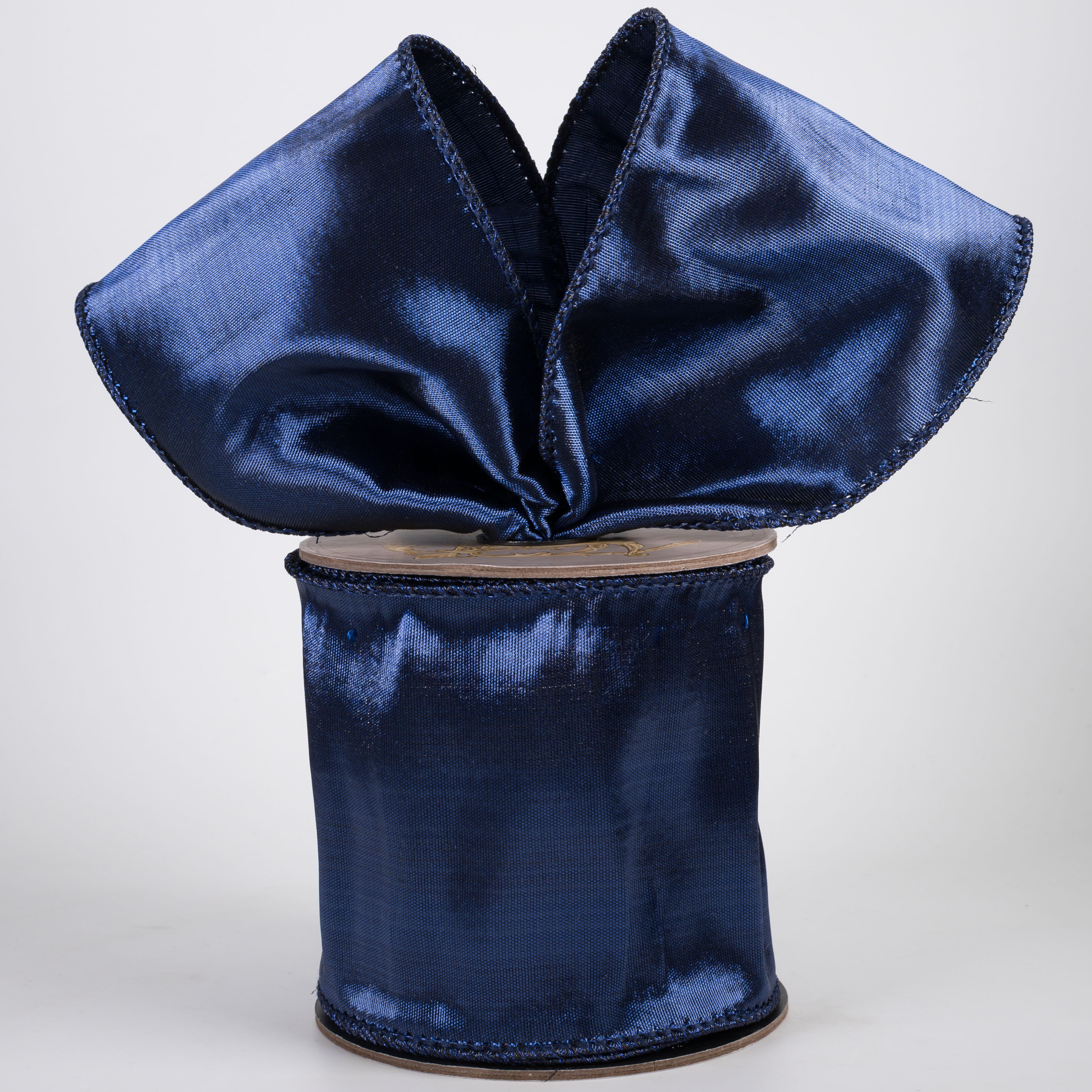 [D Stevens] 4" Metallic Dupioni Ribbon: Dark Blue (10 Yards) Lifestyle Photo