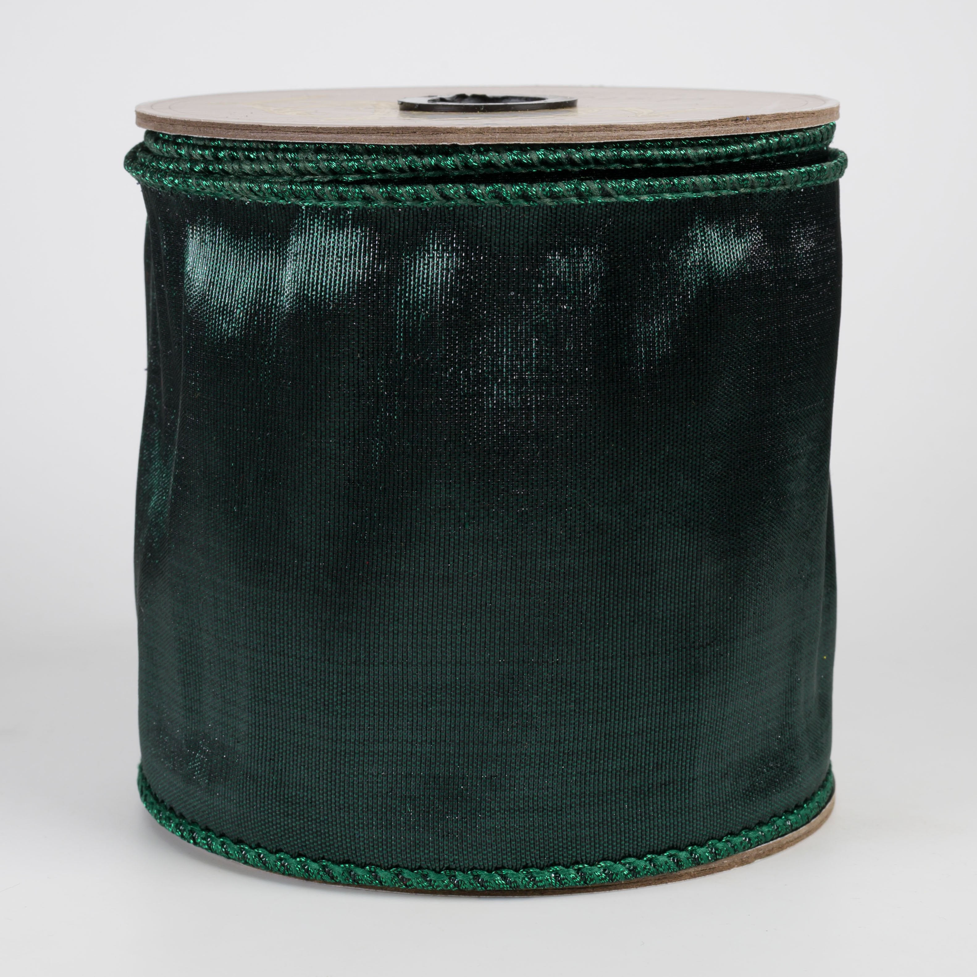 [D Stevens] 4" Metallic Dupioni Ribbon: Dark Pine Green (10 Yards) Item Number: 05-2371