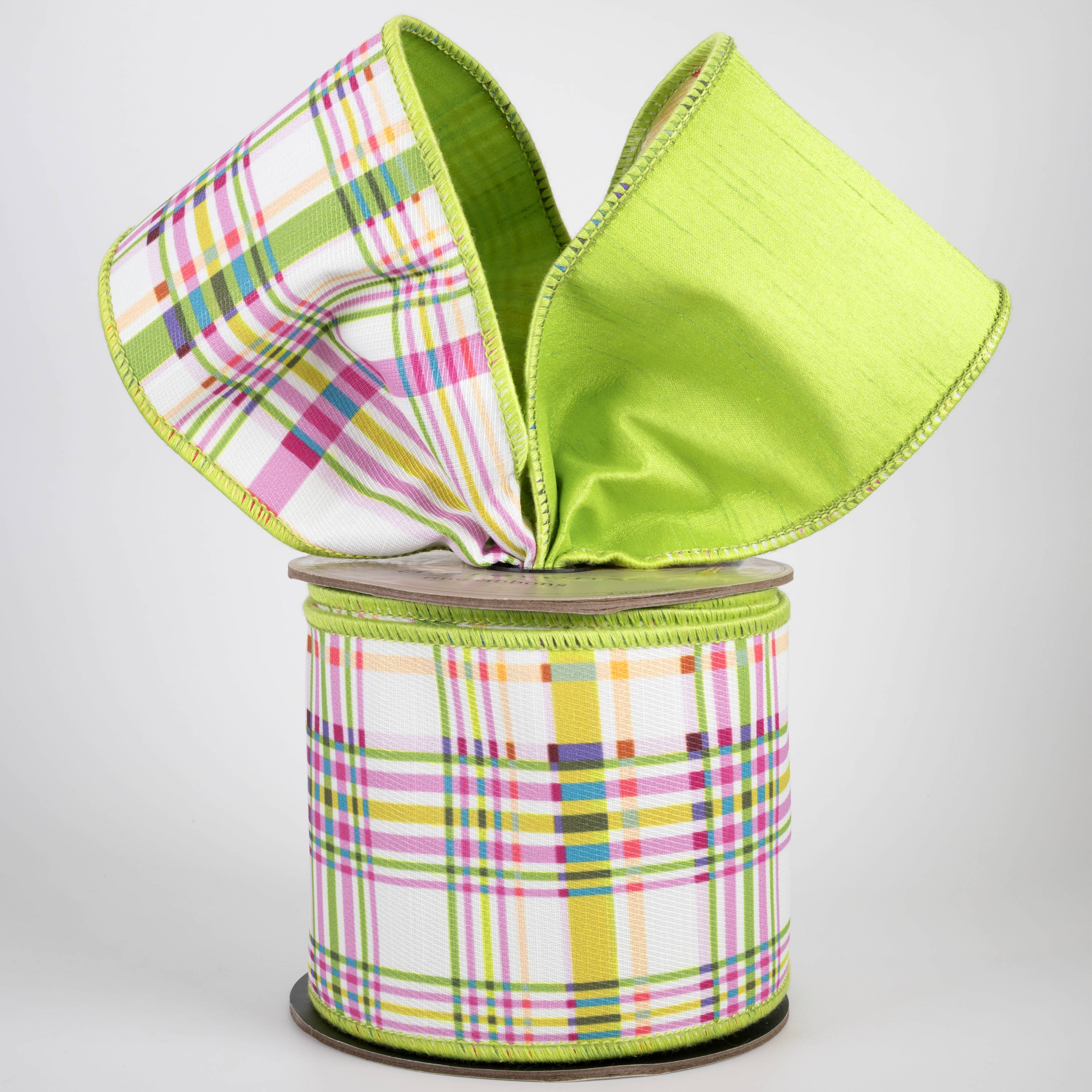 [D Stevens] 4" Poplin Spring Plaid Ribbon: NO TWO ALIKE (10 Yards) Lifestyle Photo