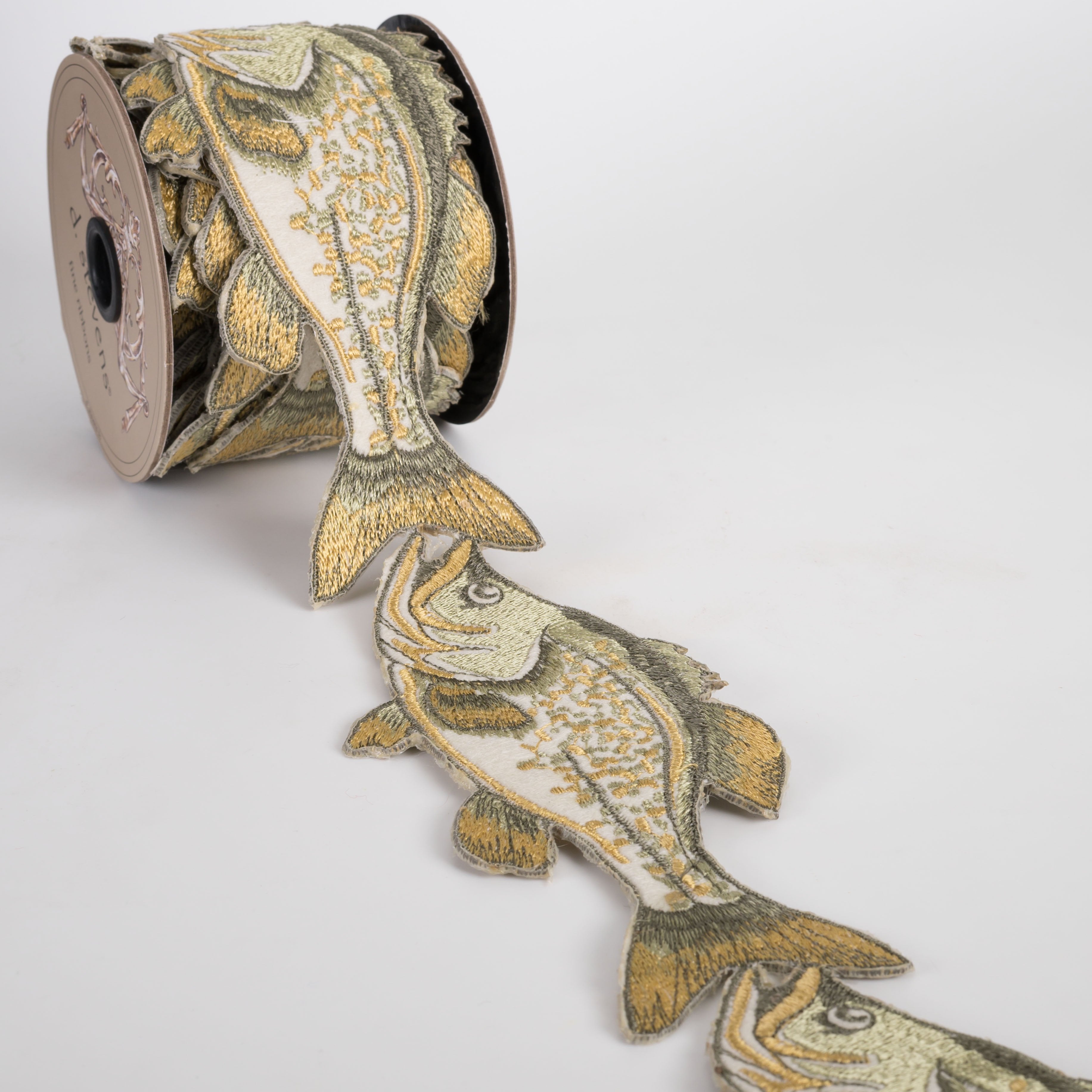 [D Stevens] 3" Unwired Embroidered Bass Fish Ribbon Garland (5 Yards) Lifestyle Photo