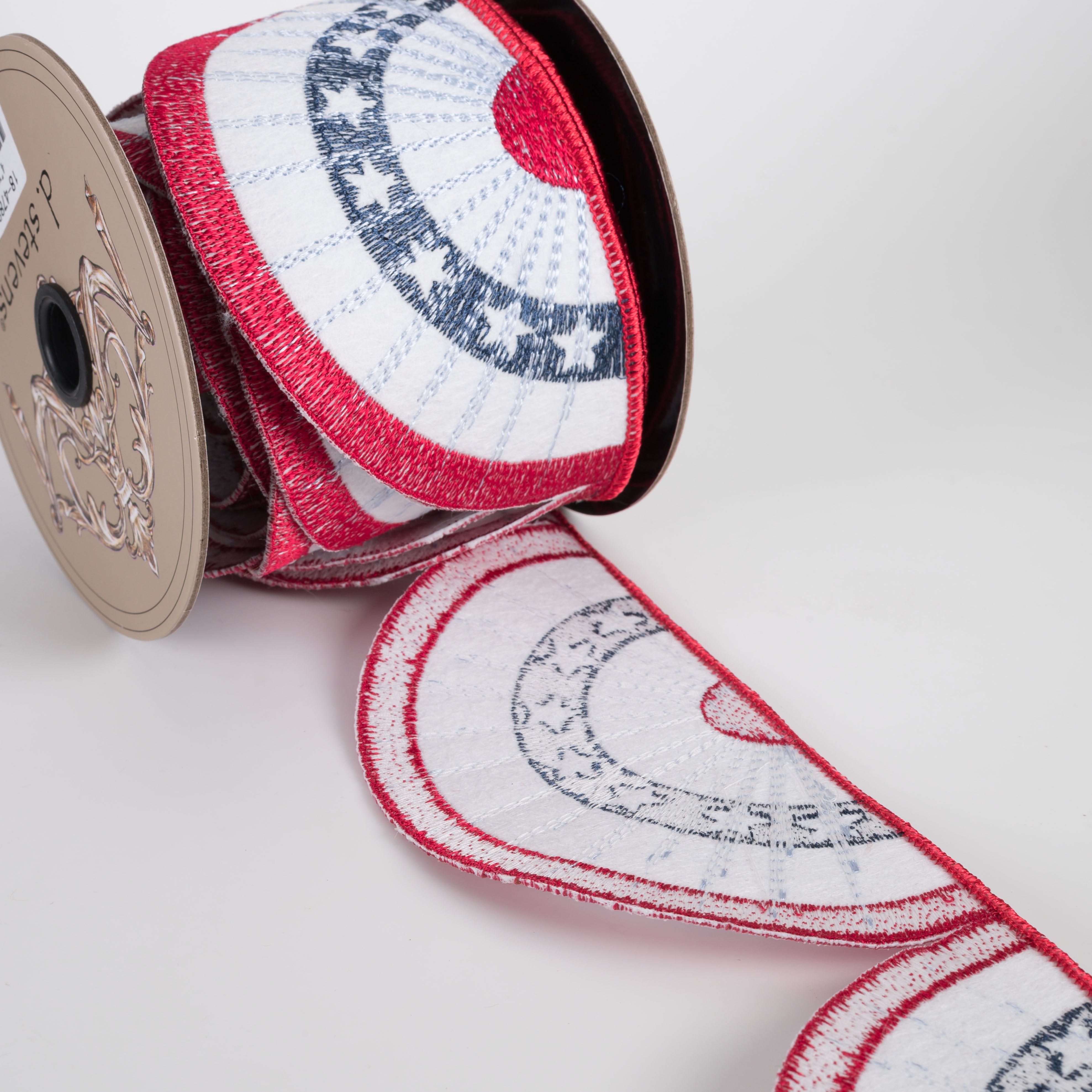 [D Stevens] 4" Unwired Embroidered Stars & Stripes Bunting Ribbon (5 Yards) detail photo 3