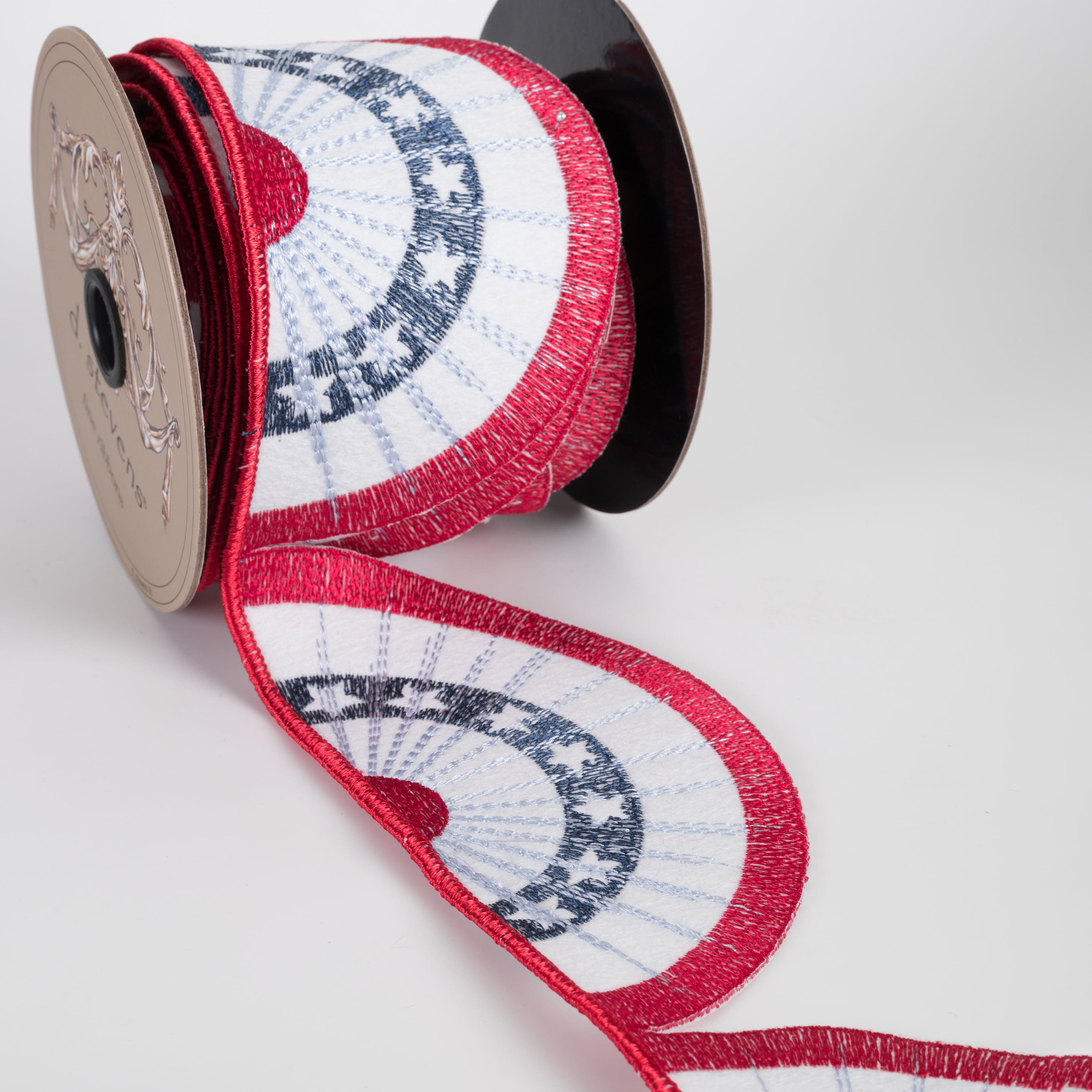 [D Stevens] 4" Unwired Embroidered Stars & Stripes Bunting Ribbon (5 Yards) detail photo 4