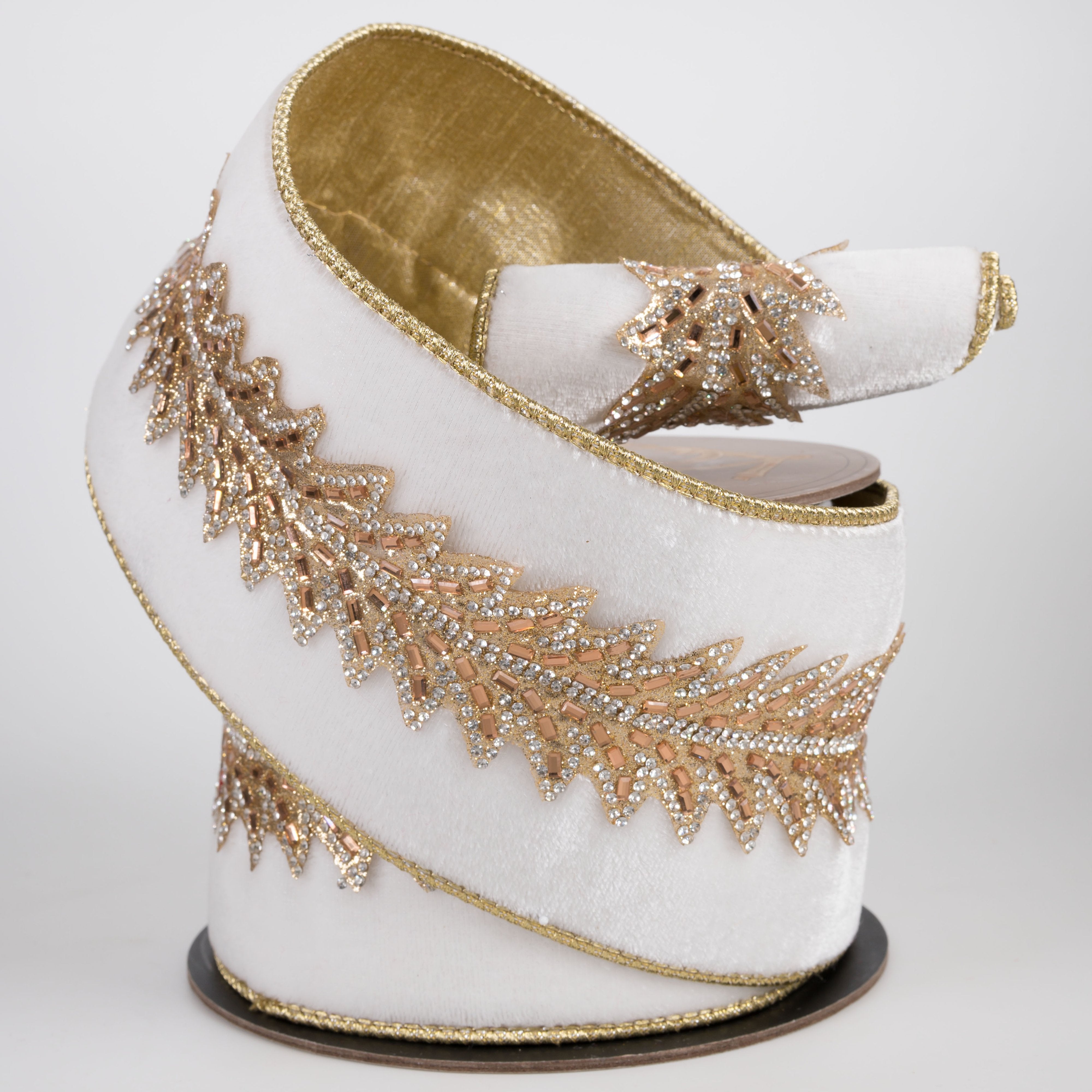 [D Stevens] 4" Velvet & Jewels Art Deco Trim Ribbon: Winter White (5 Yards) Lifestyle Photo