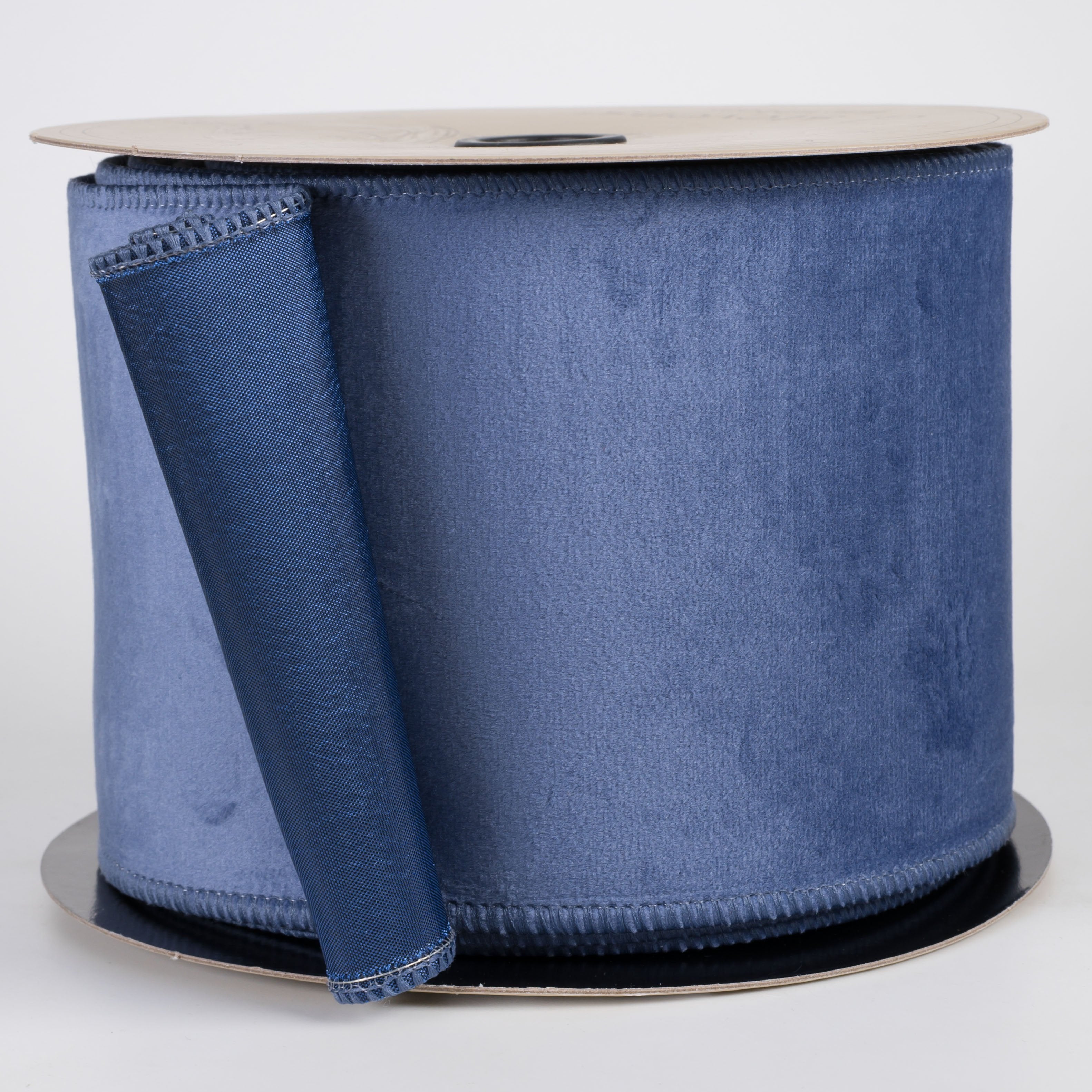 [D Stevens] 4" Velvet Taffeta Back Ribbon: Cadet Blue (10 Yards) Item Number: 09-2587