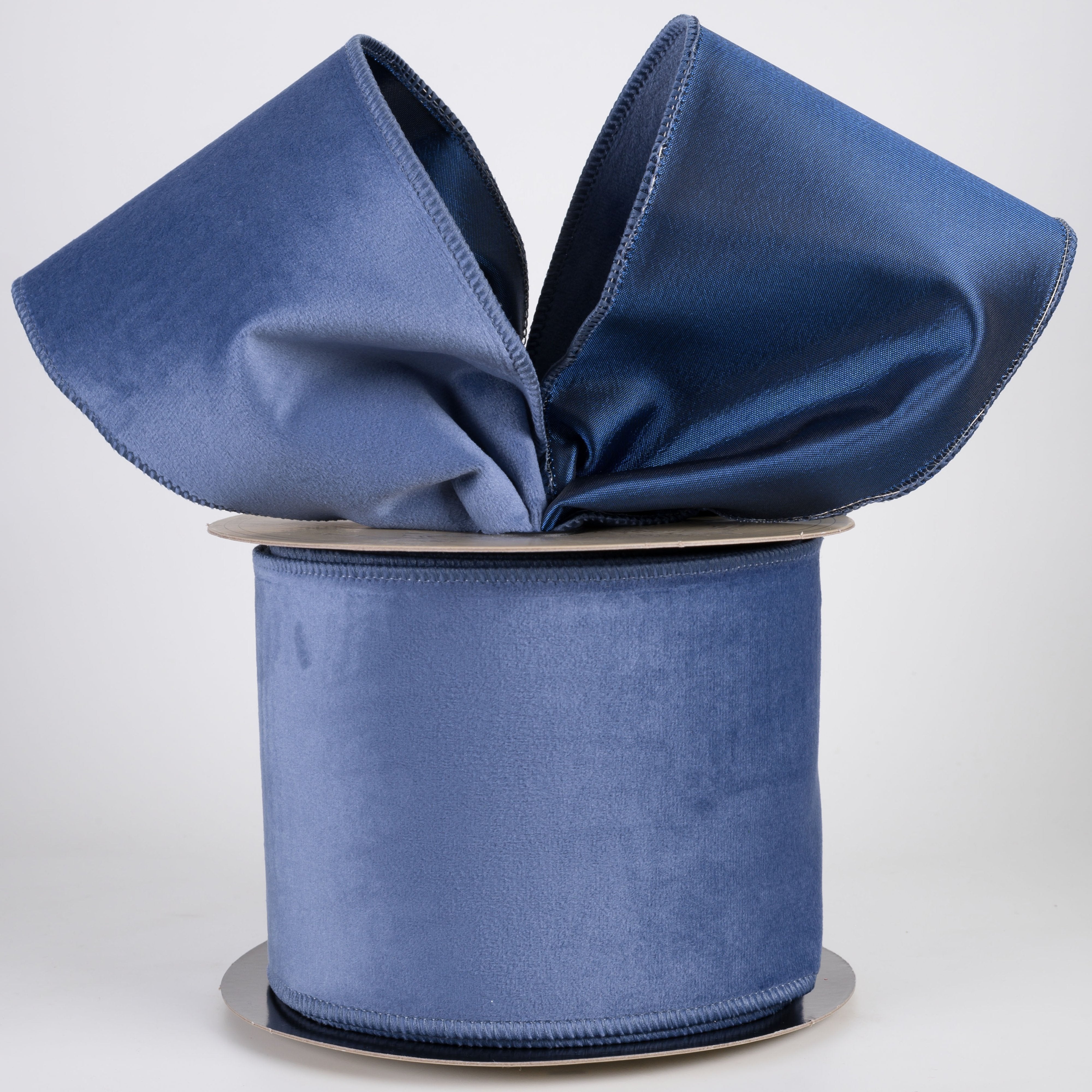 [D Stevens] 4" Velvet Taffeta Back Ribbon: Cadet Blue (10 Yards) Lifestyle Photo